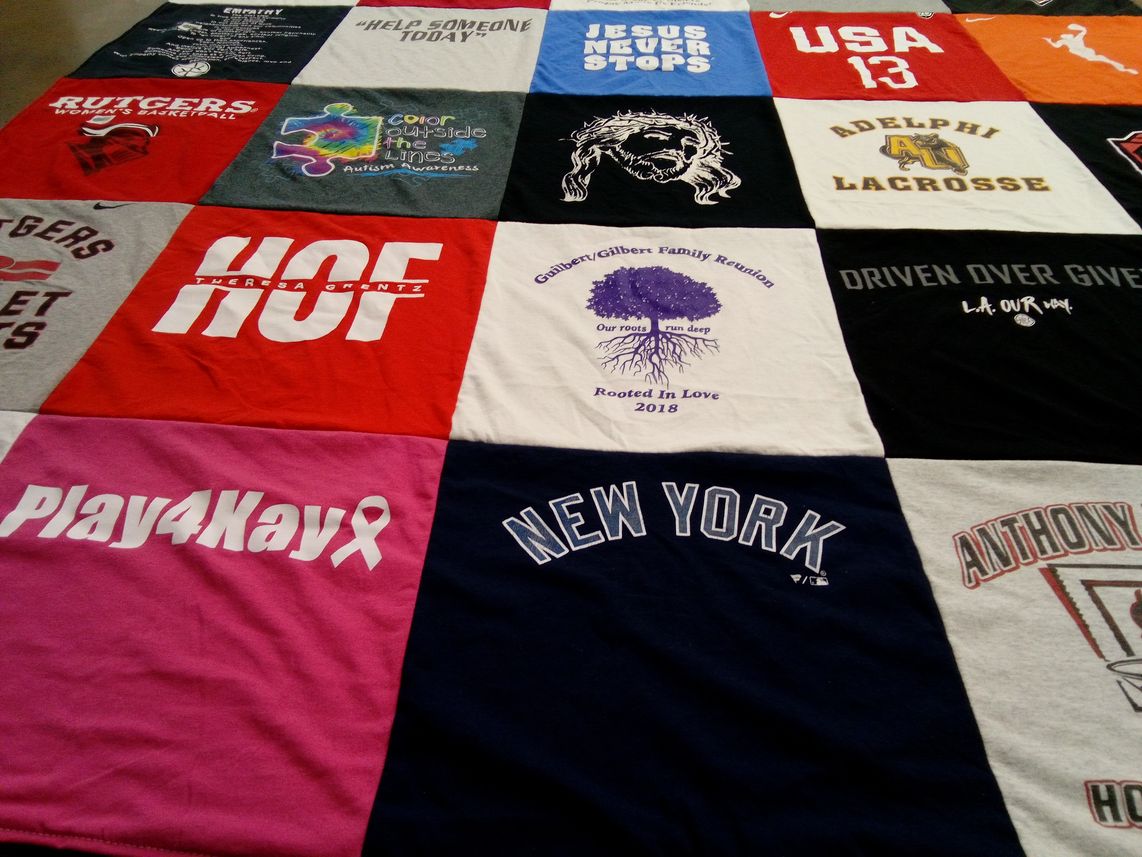 T-shirt quilt from rutgers university, adelphi university by Kelley from NJ