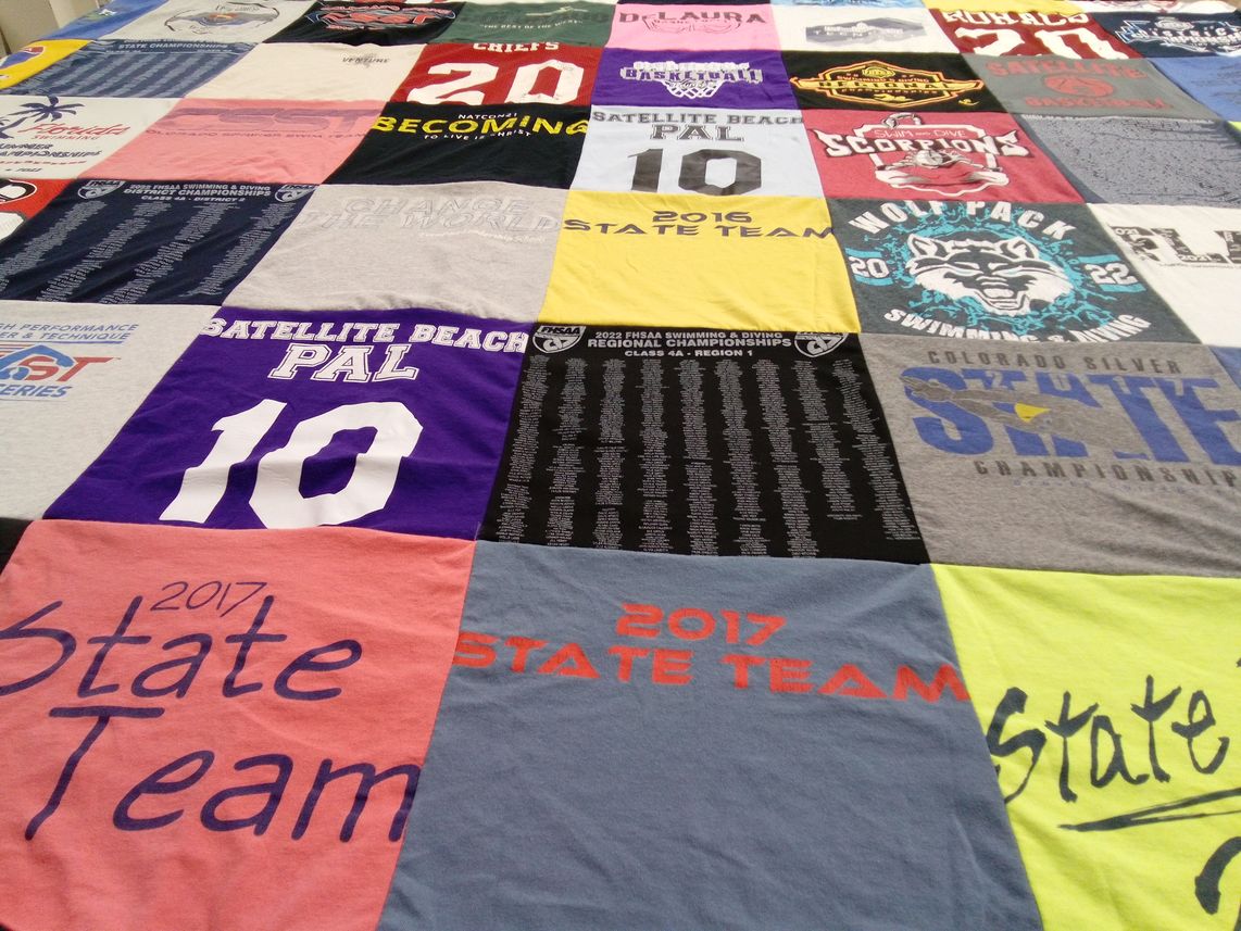 T-shirt quilt featuring wolfpack swimming, scorpions swimming by Lisa from FL