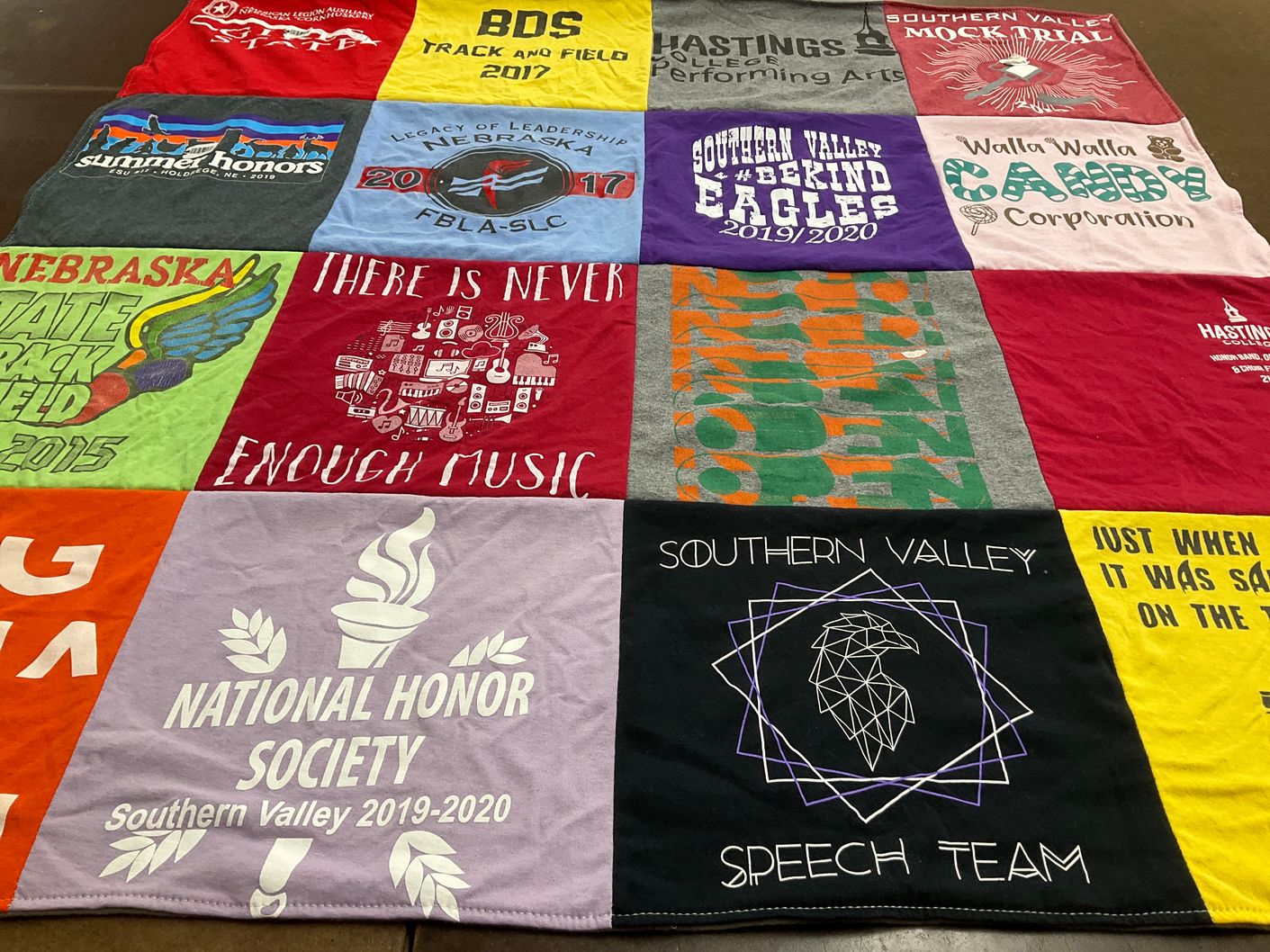 T-shirt quilt featuring eagles by Rebecca from NE