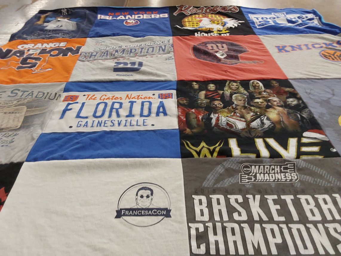 T-shirt quilt featuring new york knicks, new york islanders by Marlane from NY