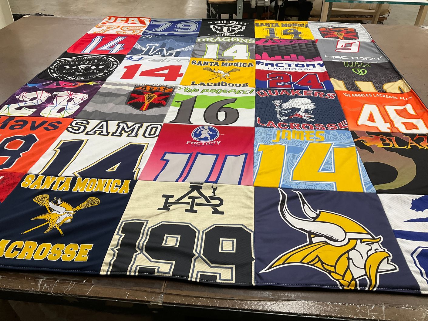 T-shirt quilt featuring los angeles lacrosse club, santa monica lacrosse by MIMI from CA
