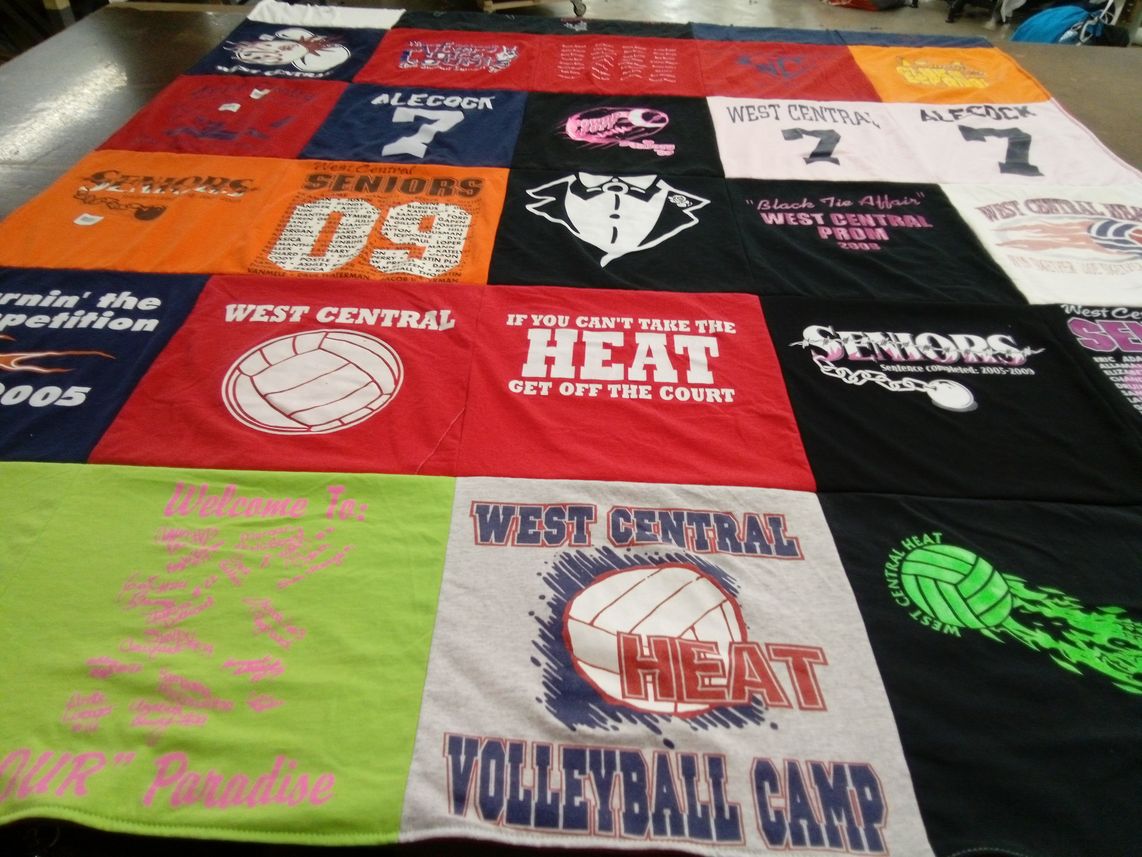T-shirt quilt from west central high school by Hannah from IL