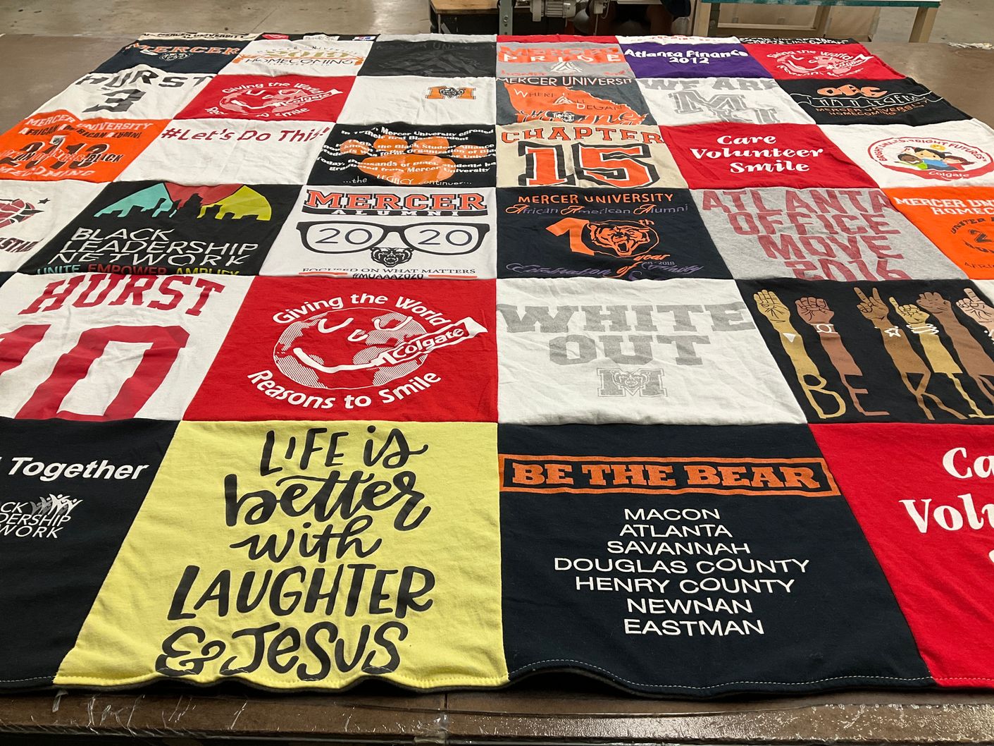 T-shirt quilt from mercer university by Kia from GA