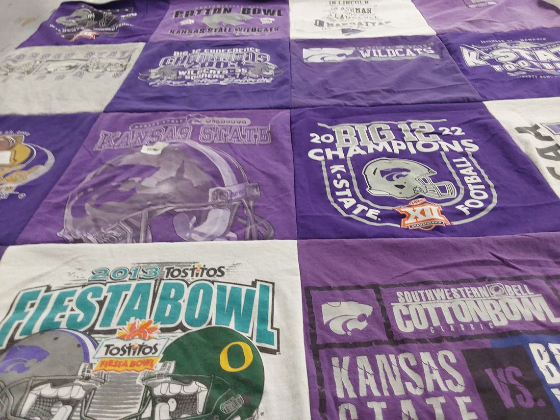 T-shirt quilt featuring kansas state university football by Randy from KS