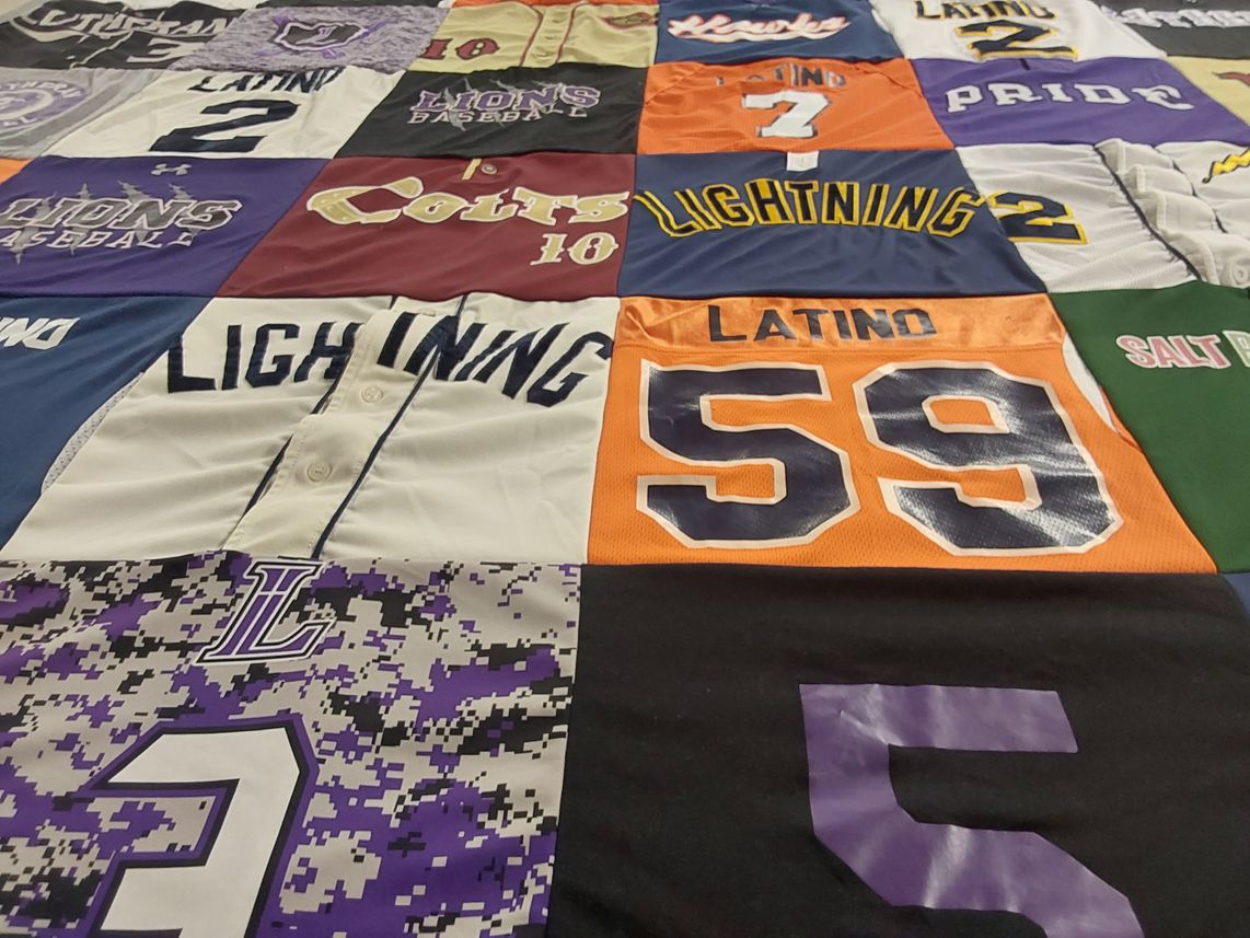 T-shirt quilt featuring lightning by Shannon from CO