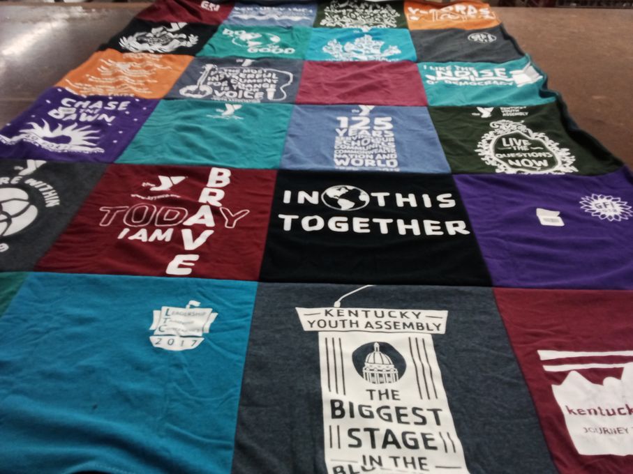 T-shirt quilt with youth leadership, community engagement themes by Mary from KY