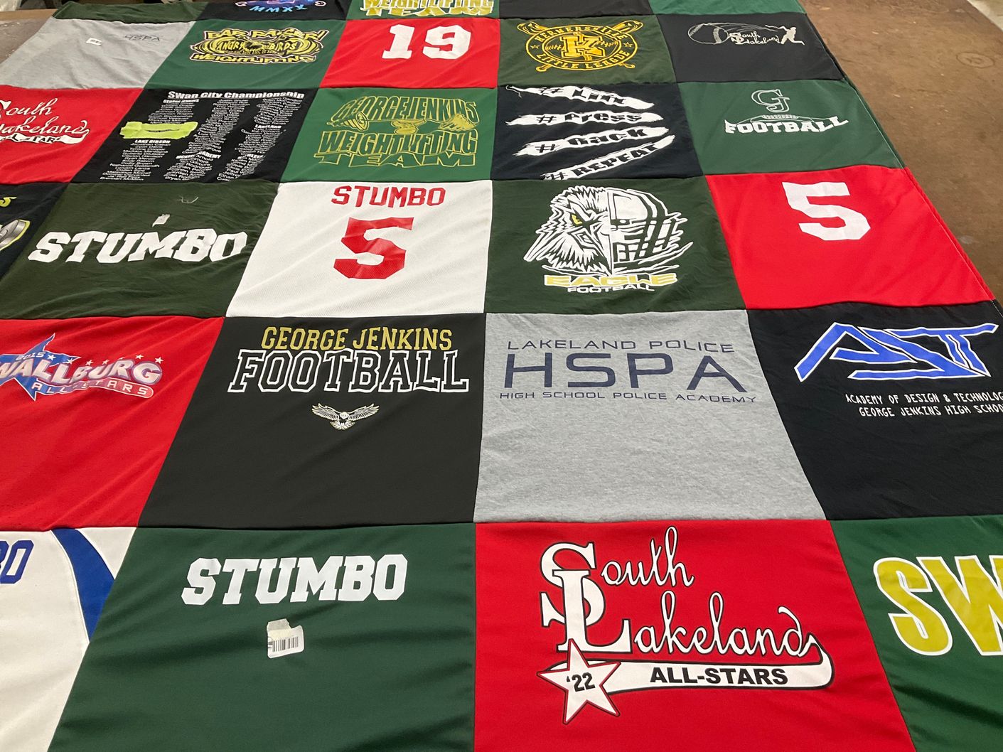 T-shirt quilt featuring south lakelands all-stars, george jenkins football by Christal from FL