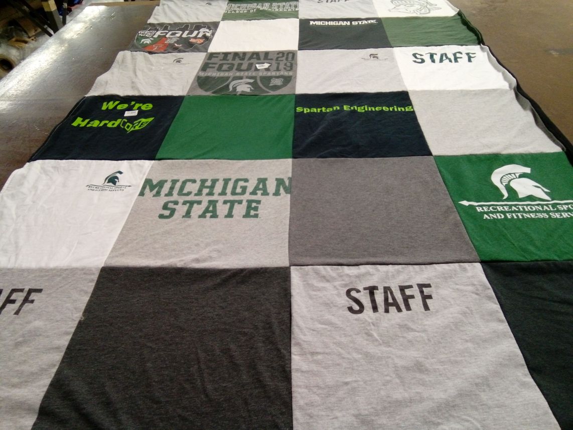 T-shirt quilt from michigan state university by Lauren from MI