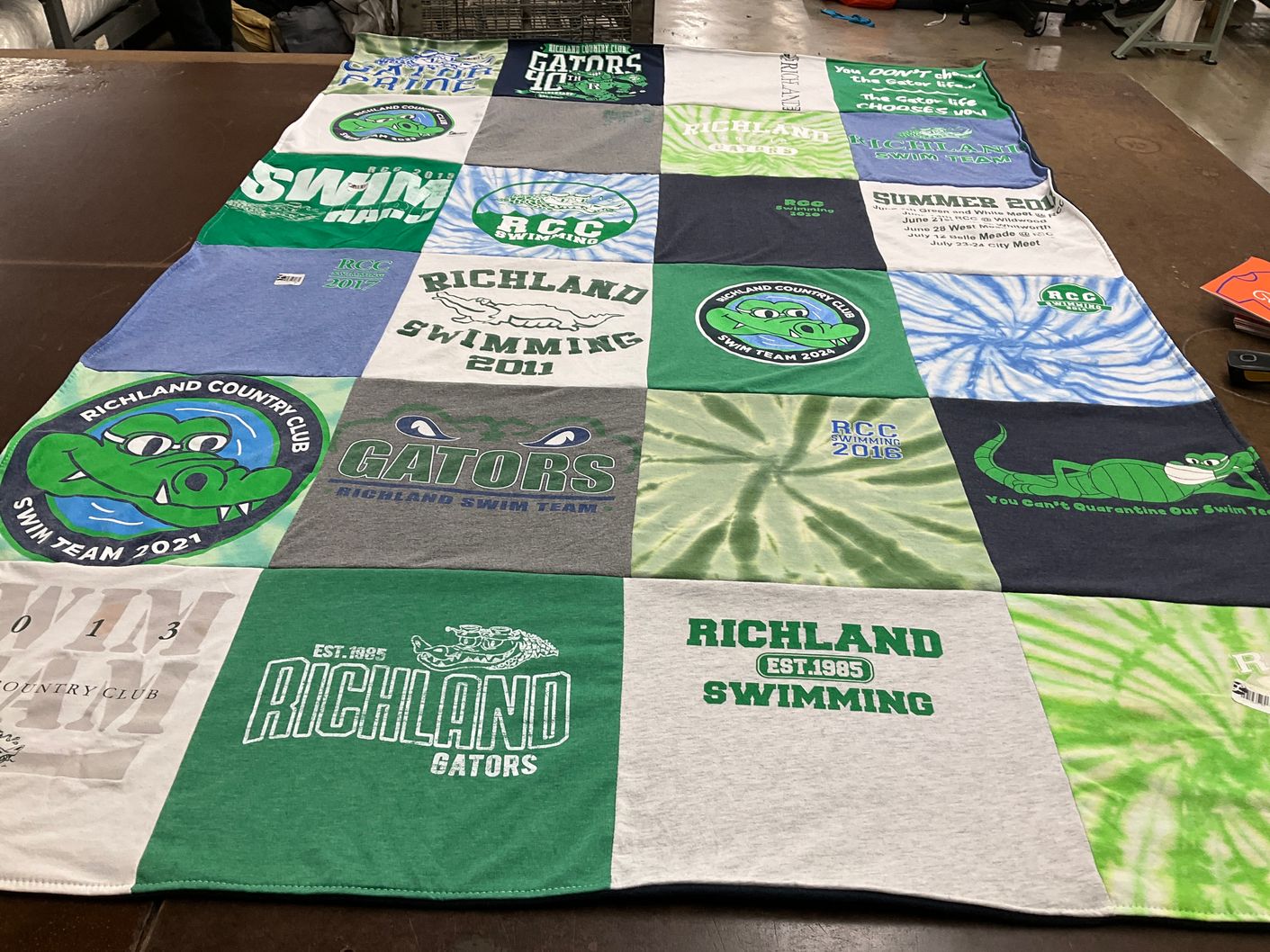 T-shirt quilt featuring richland gators swim team by Catherine from TN