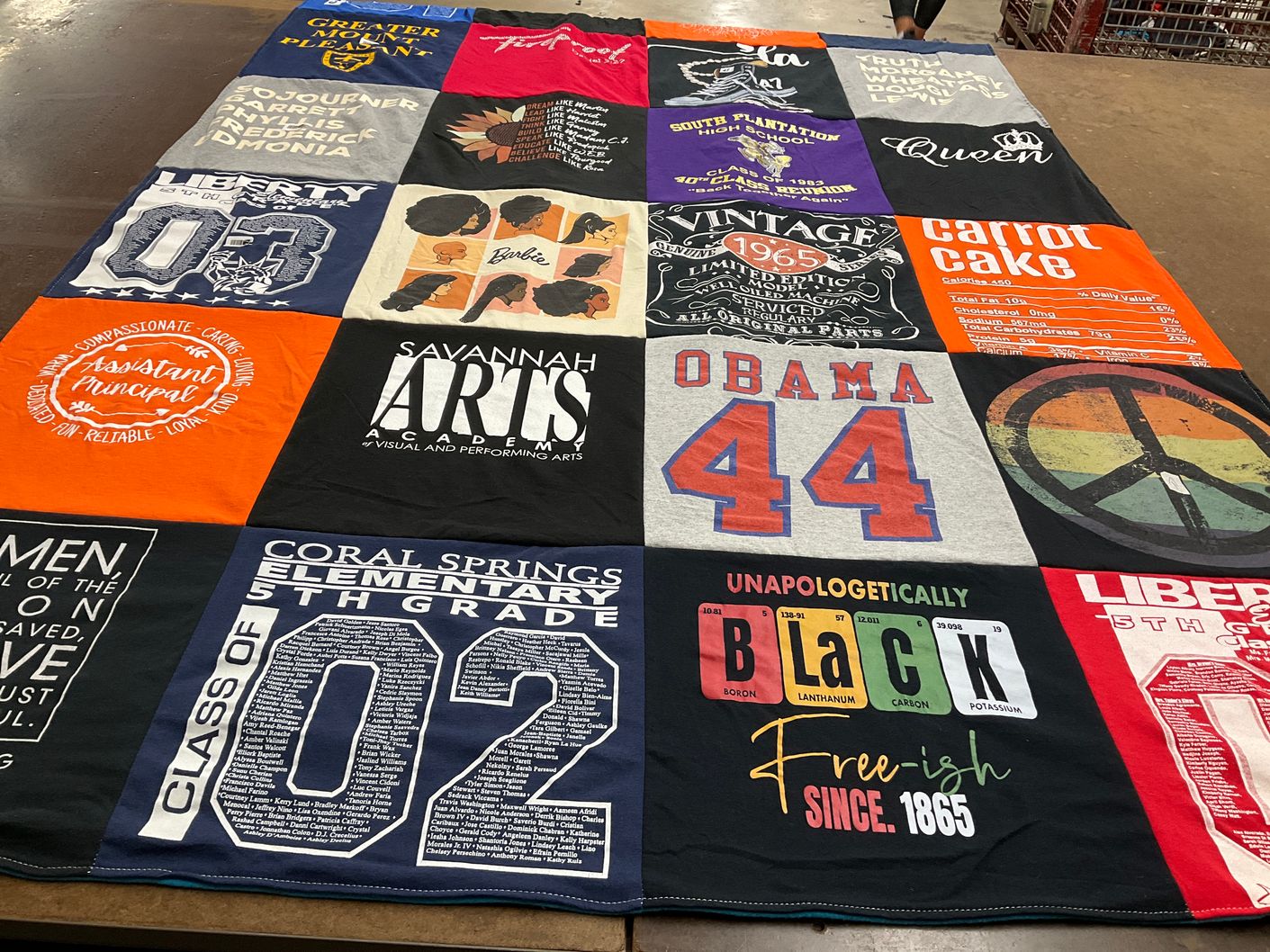 T-shirt quilt from coral springs elementary school, savannah arts academy by Eric from GA