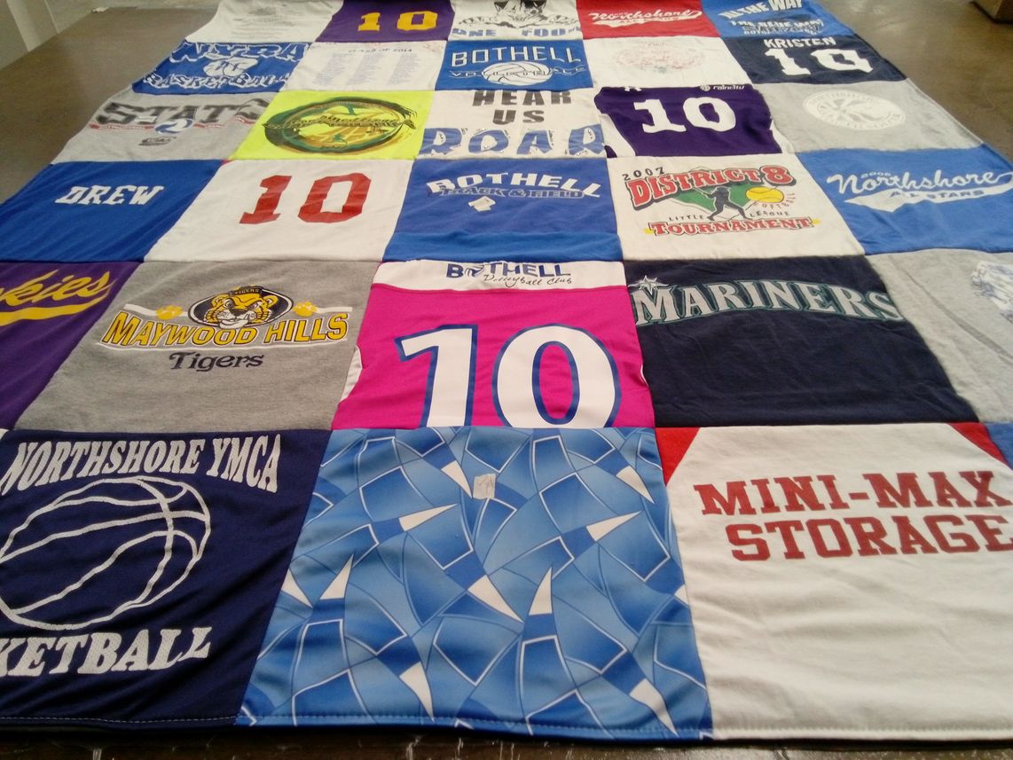 T-shirt quilt featuring bothell high school, northshore ymca basketball by Susan from NC