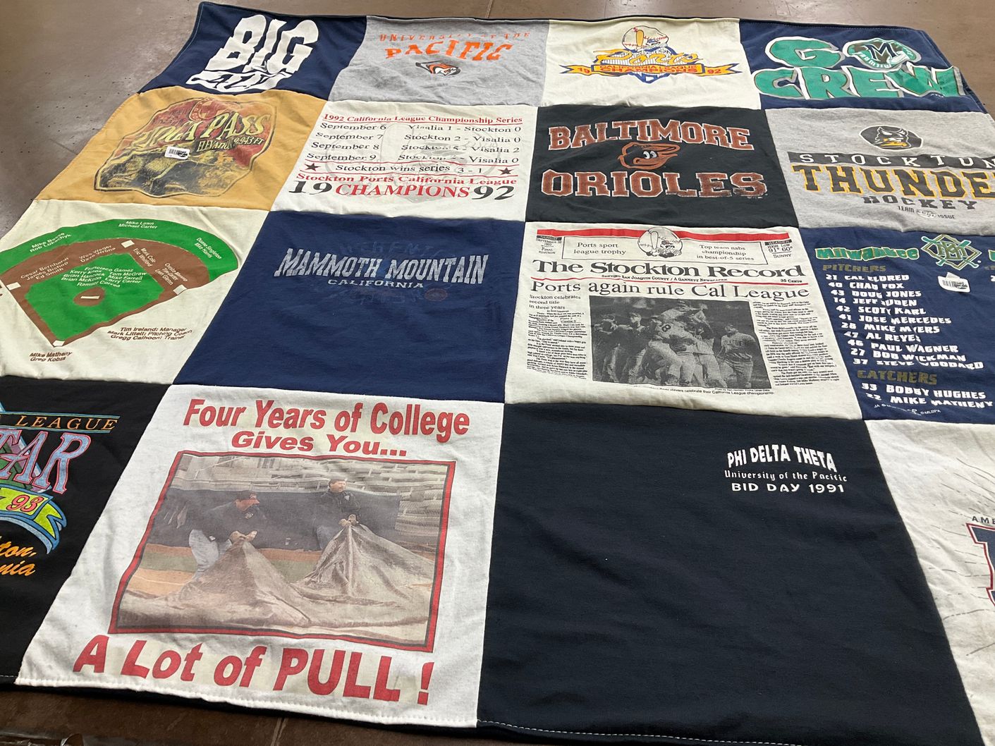 T-shirt quilt featuring baltimore orioles, stockton thunder by Shellie from FL
