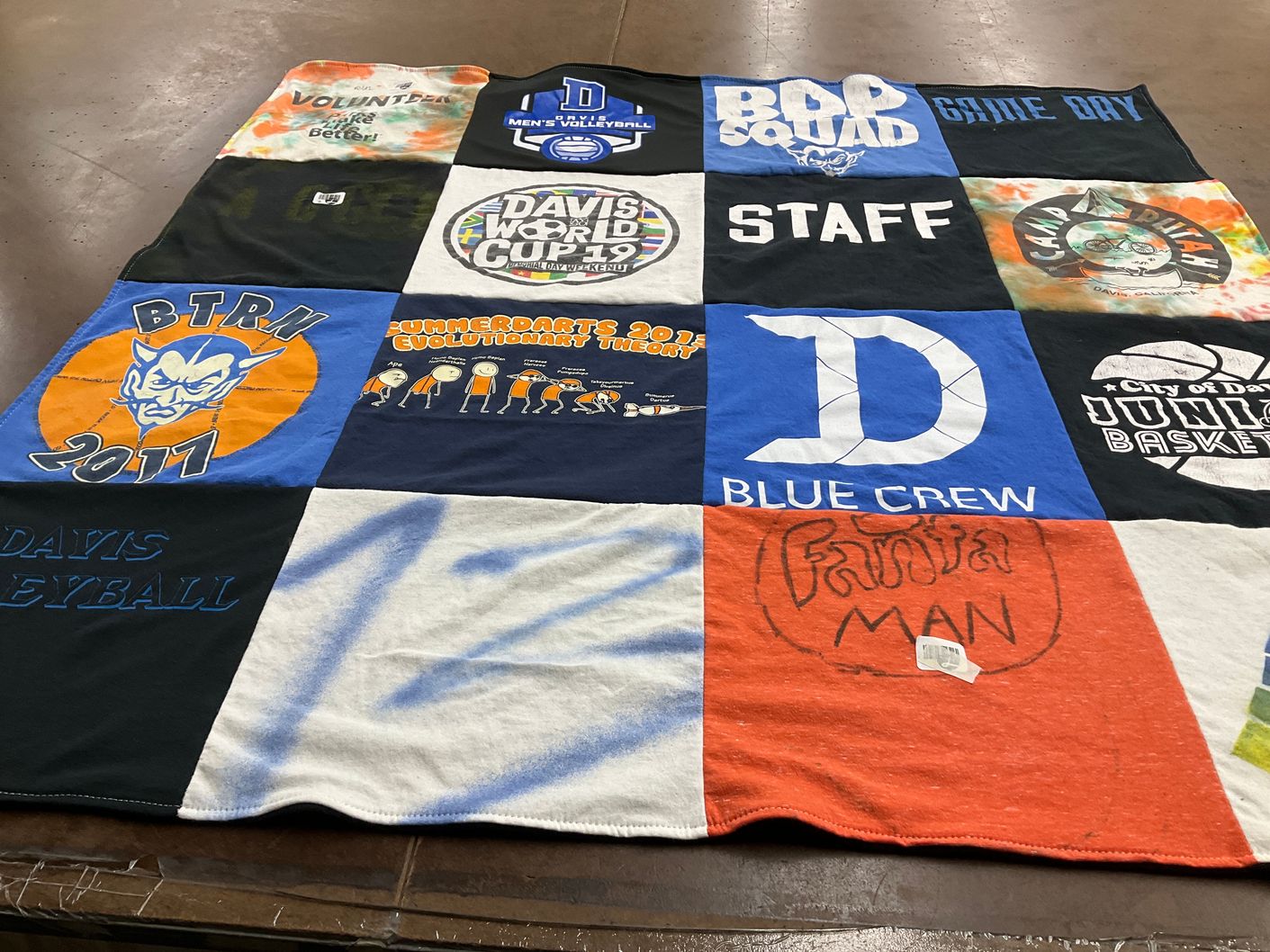 T-shirt quilt featuring davis volleyball, davis junior basketball by Loran from CA