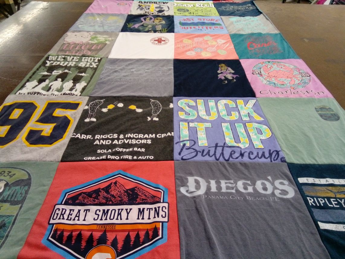 T-shirt quilt with travel, souvenirs themes by Shannon from FL