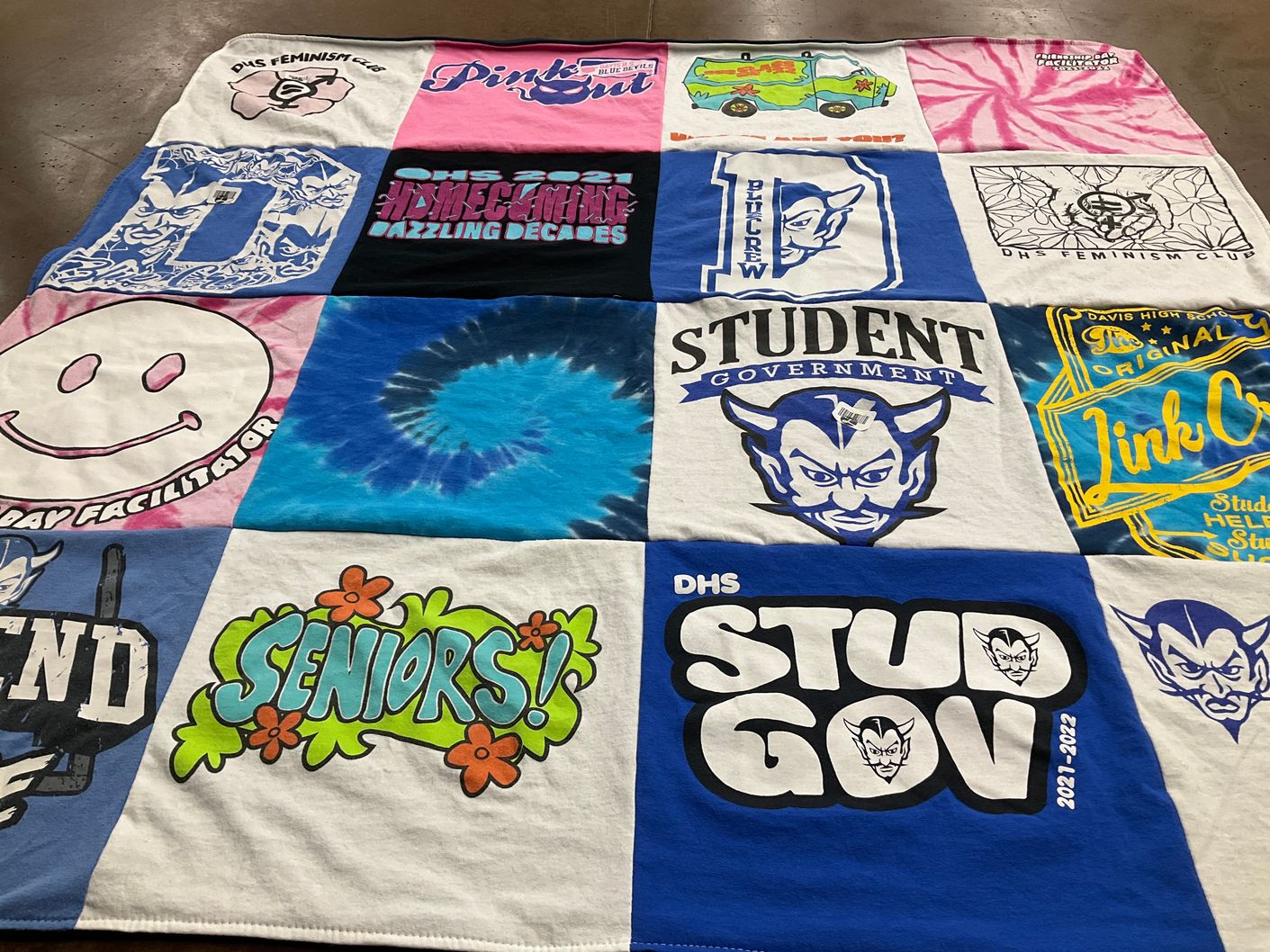 T-shirt quilt from davis high school by Loran from CA