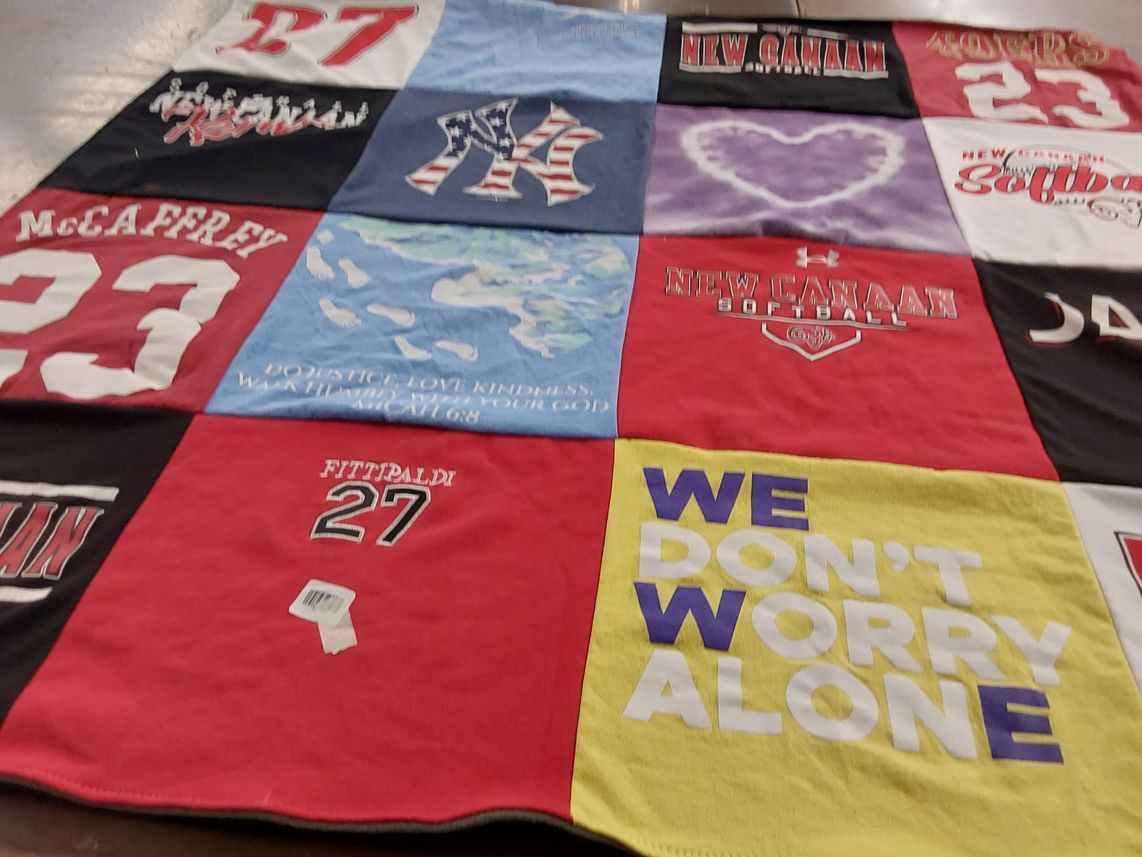T-shirt quilt from new canaan high school by Jennifer from CT