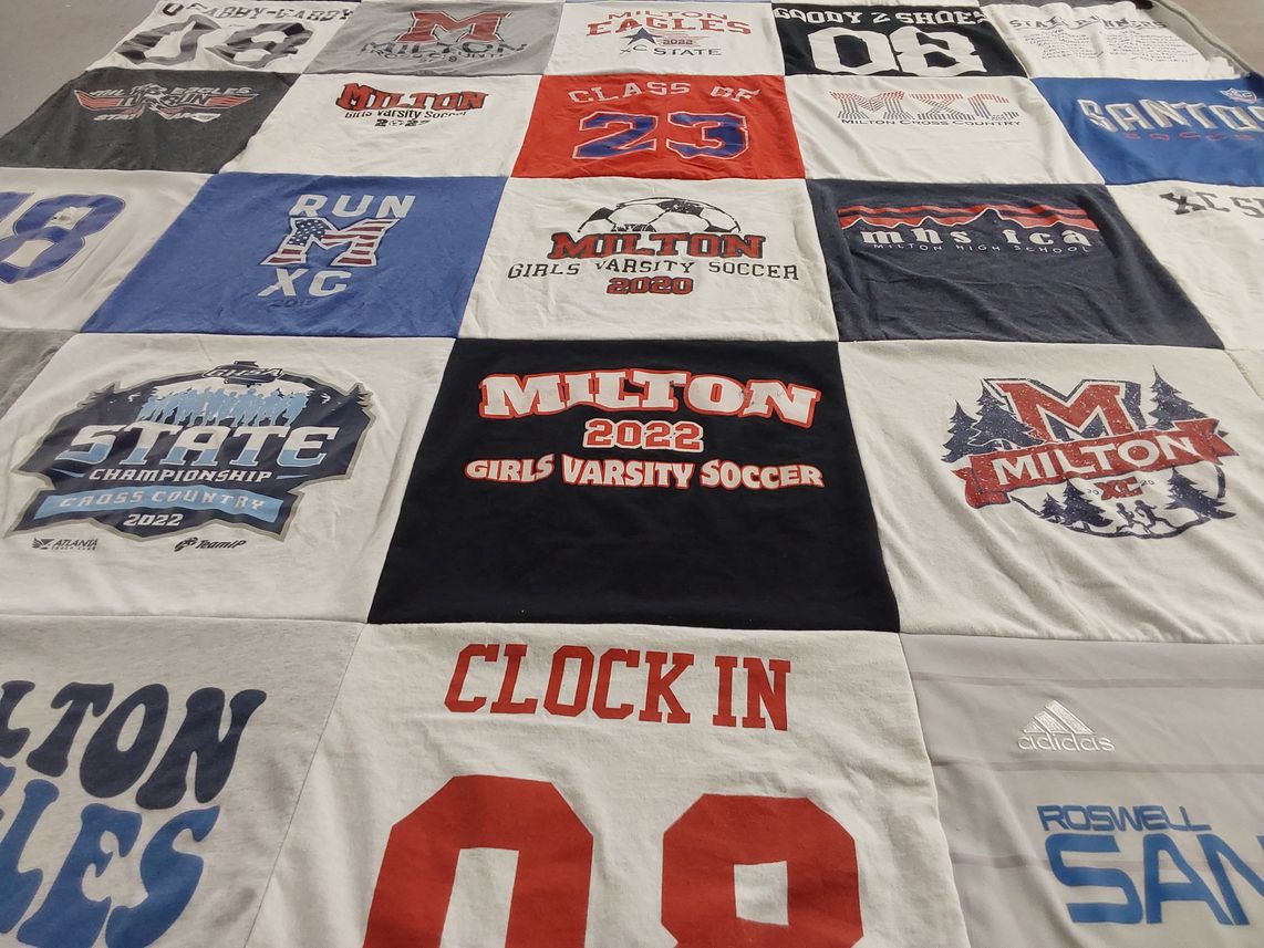 T-shirt quilt featuring milton girls varsity soccer, milton eagles by Jennifer from GA