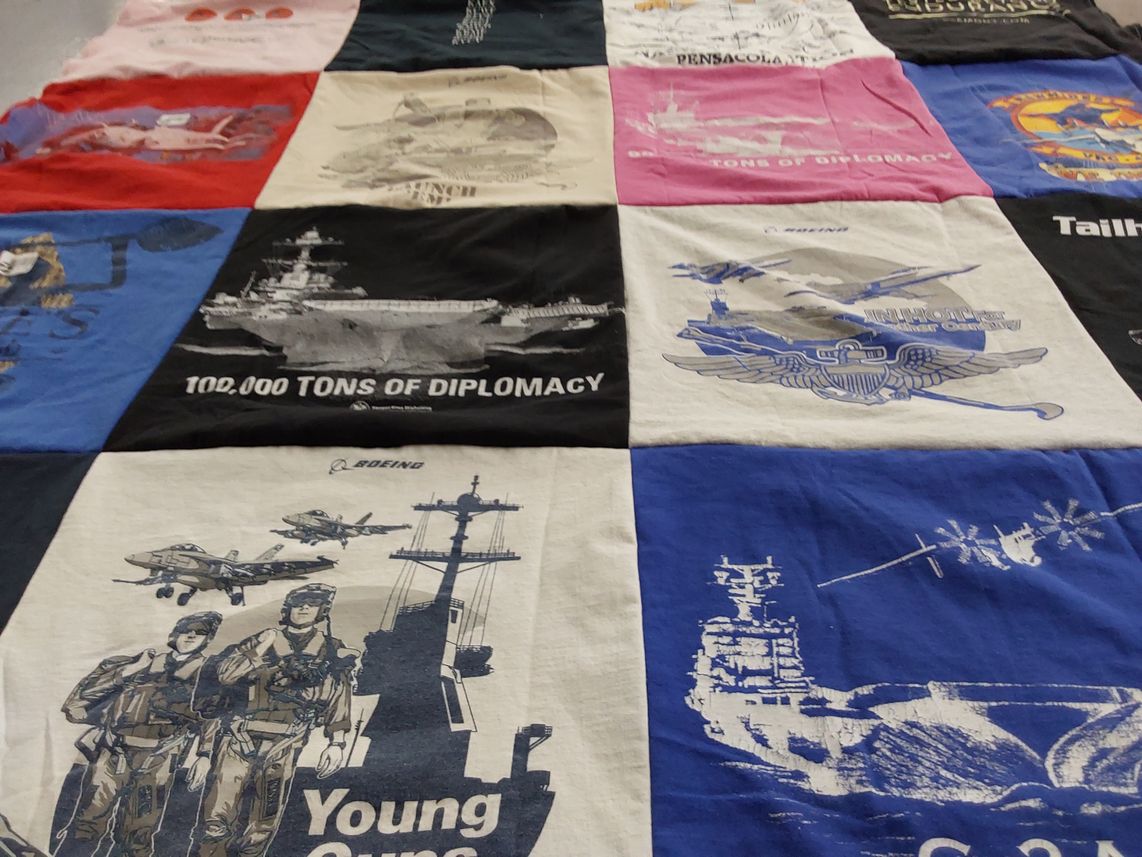 T-shirt quilt with aviation, military themes by Carolyn from GA