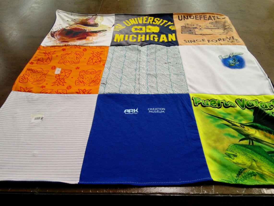T-shirt quilt from the university of michigan by Ann from NC