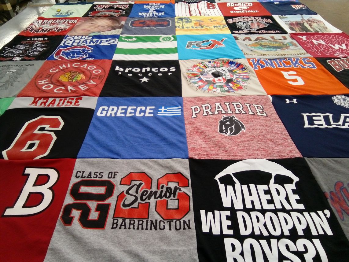 T-shirt quilt featuring broncos, knicks by Debra from IL