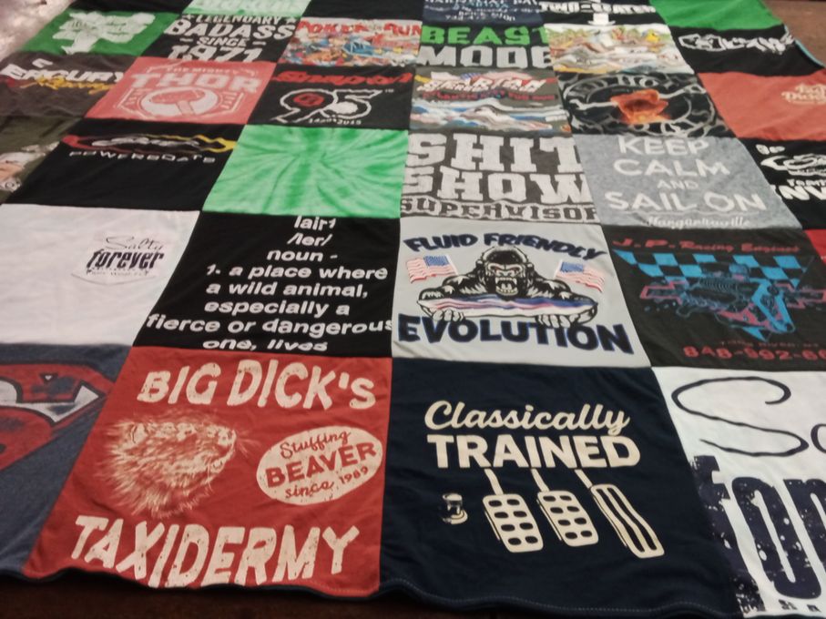 T-shirt quilt with animals, taxidermy themes by tammy from NJ