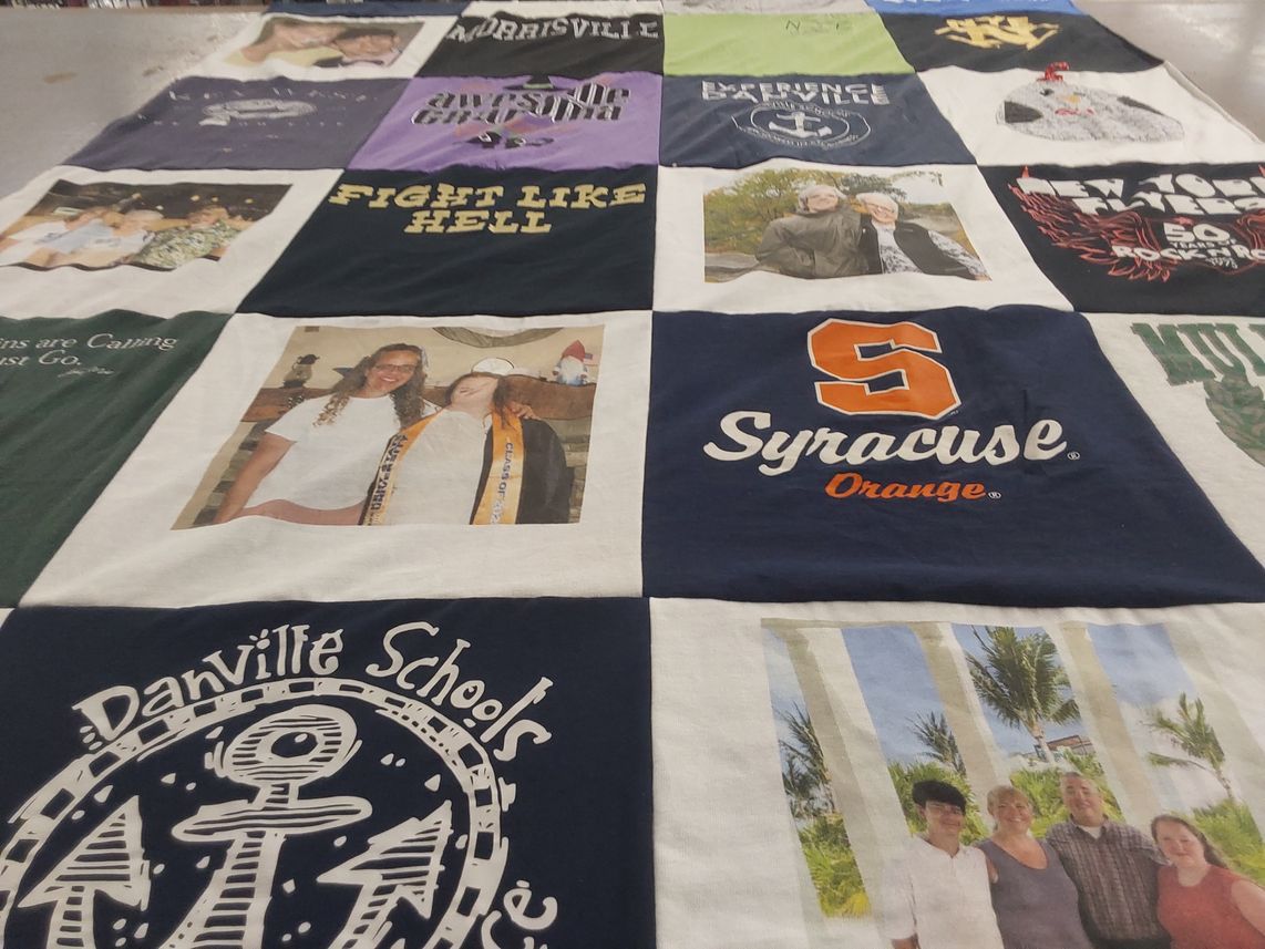 T-shirt quilt from syracuse university, danville schools by Molly from NY