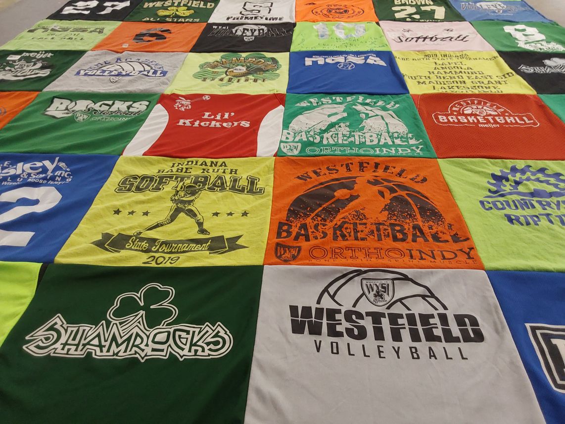 T-shirt quilt featuring westfield basketball, westfield softball by Melissa from IN