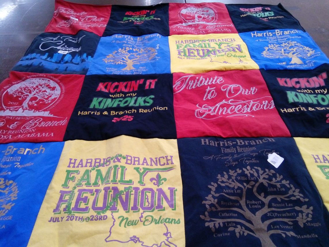 T-shirt quilt with family, reunion themes by Neeka from MS