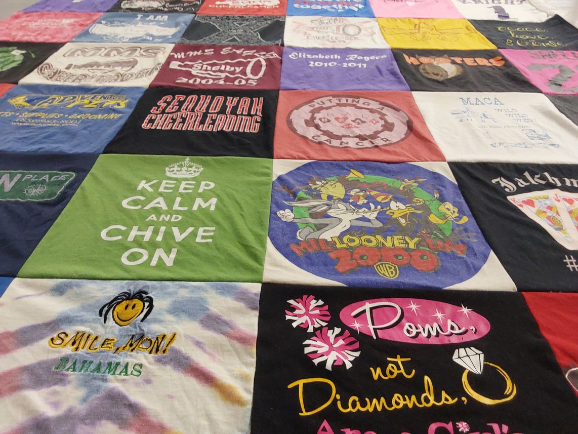 T-shirt quilt from sevier county high school by Shelby from TN