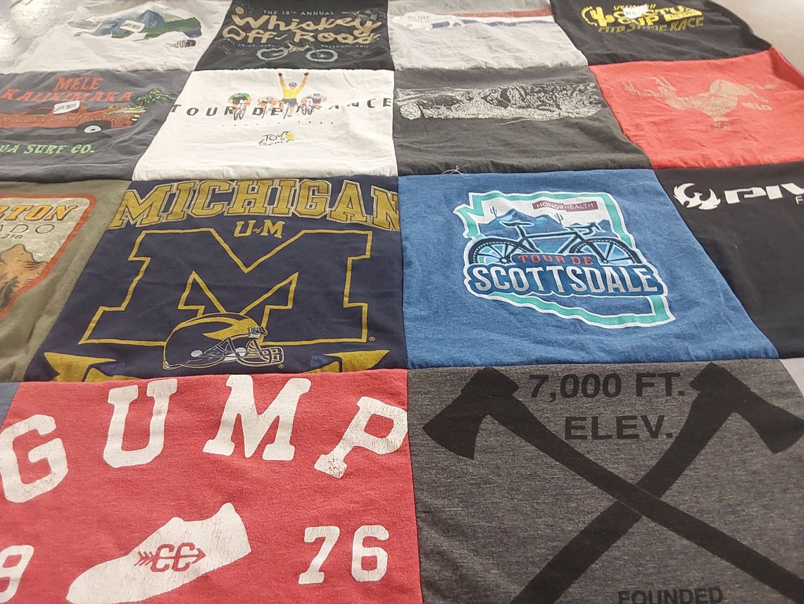 T-shirt quilt from university of michigan by Joan from AZ