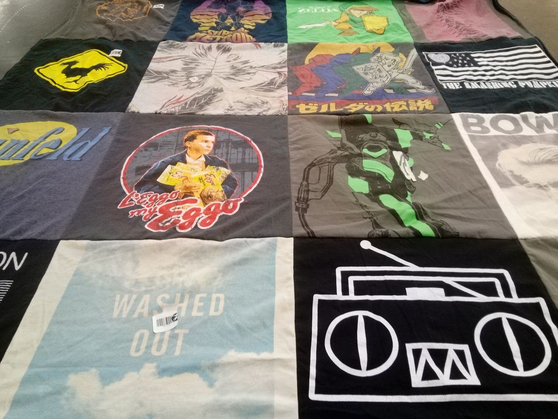 T-shirt quilt with pop culture, tv shows themes by Renee from SC