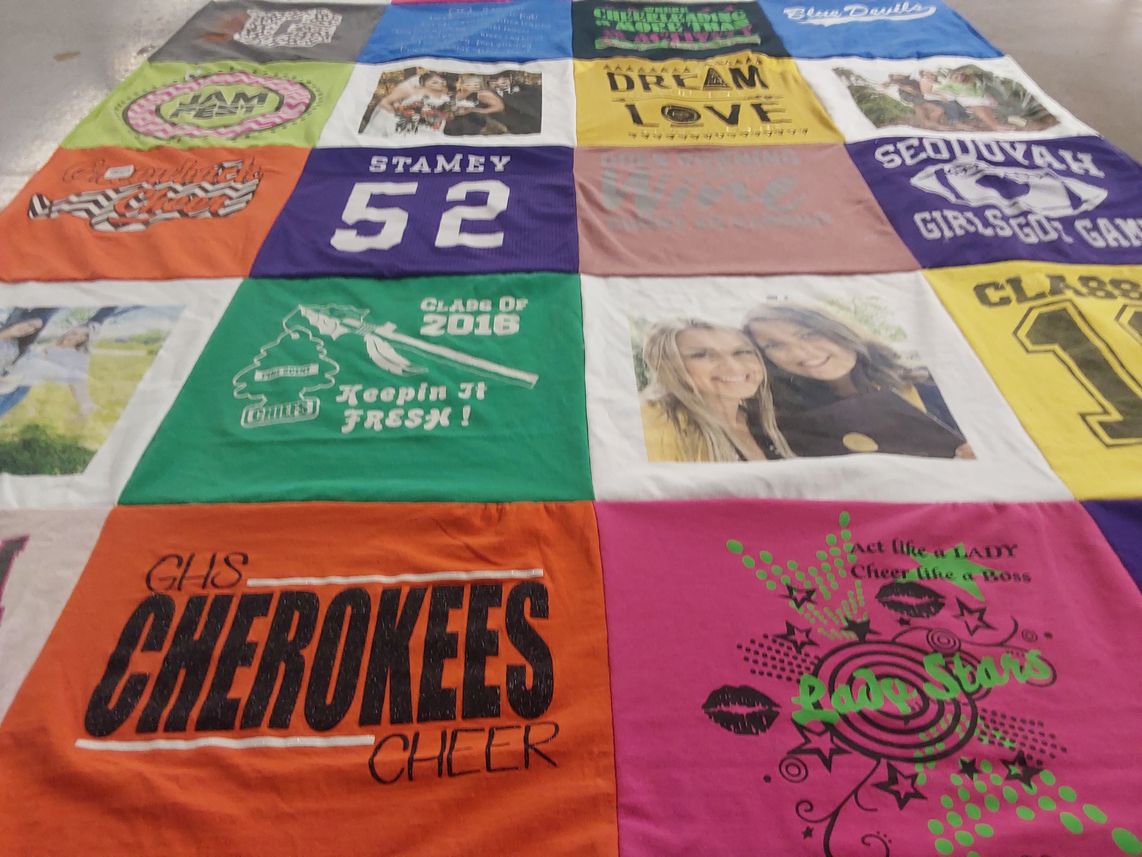 T-shirt quilt featuring grainger high school cheerleading by Ginger from TN
