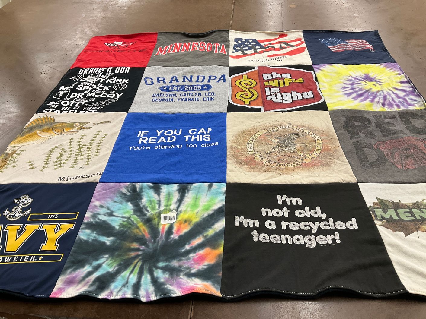 T-shirt quilt with fishing, marine themes by Carole from MN