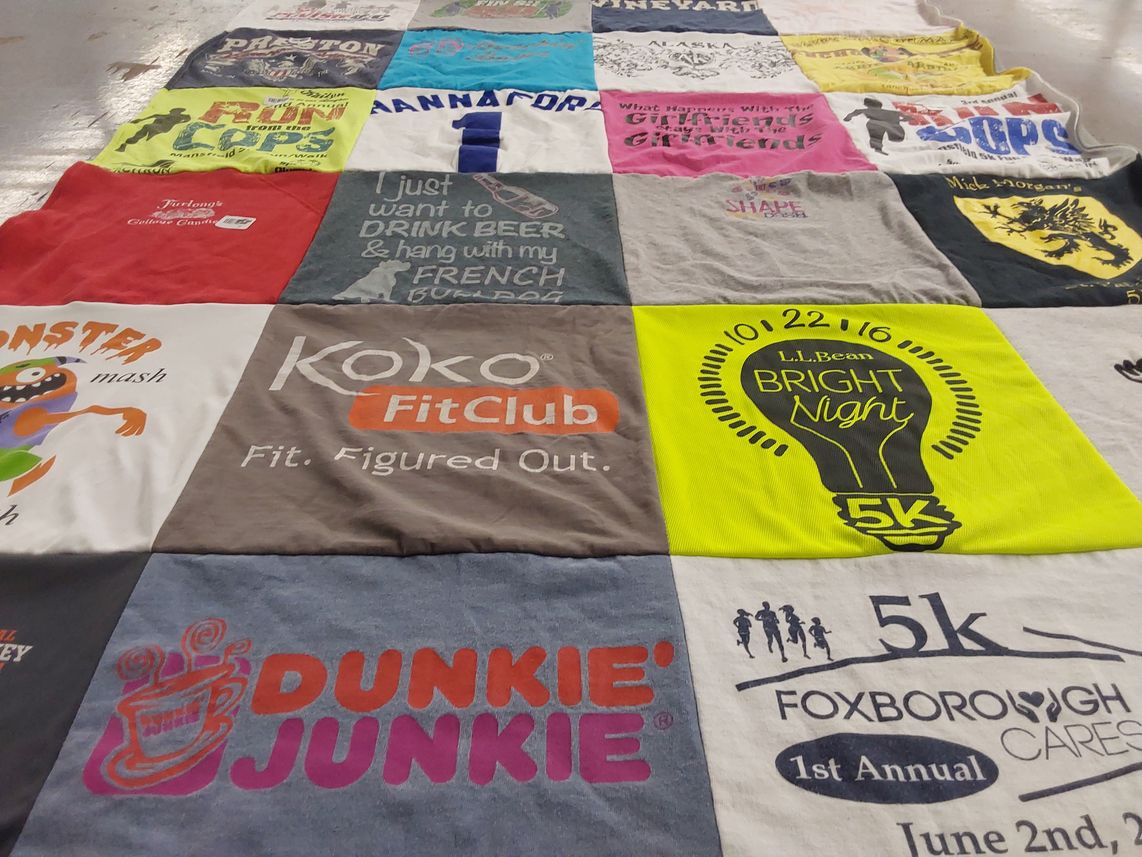 T-shirt quilt with fitness, running themes by Stephanie from MA