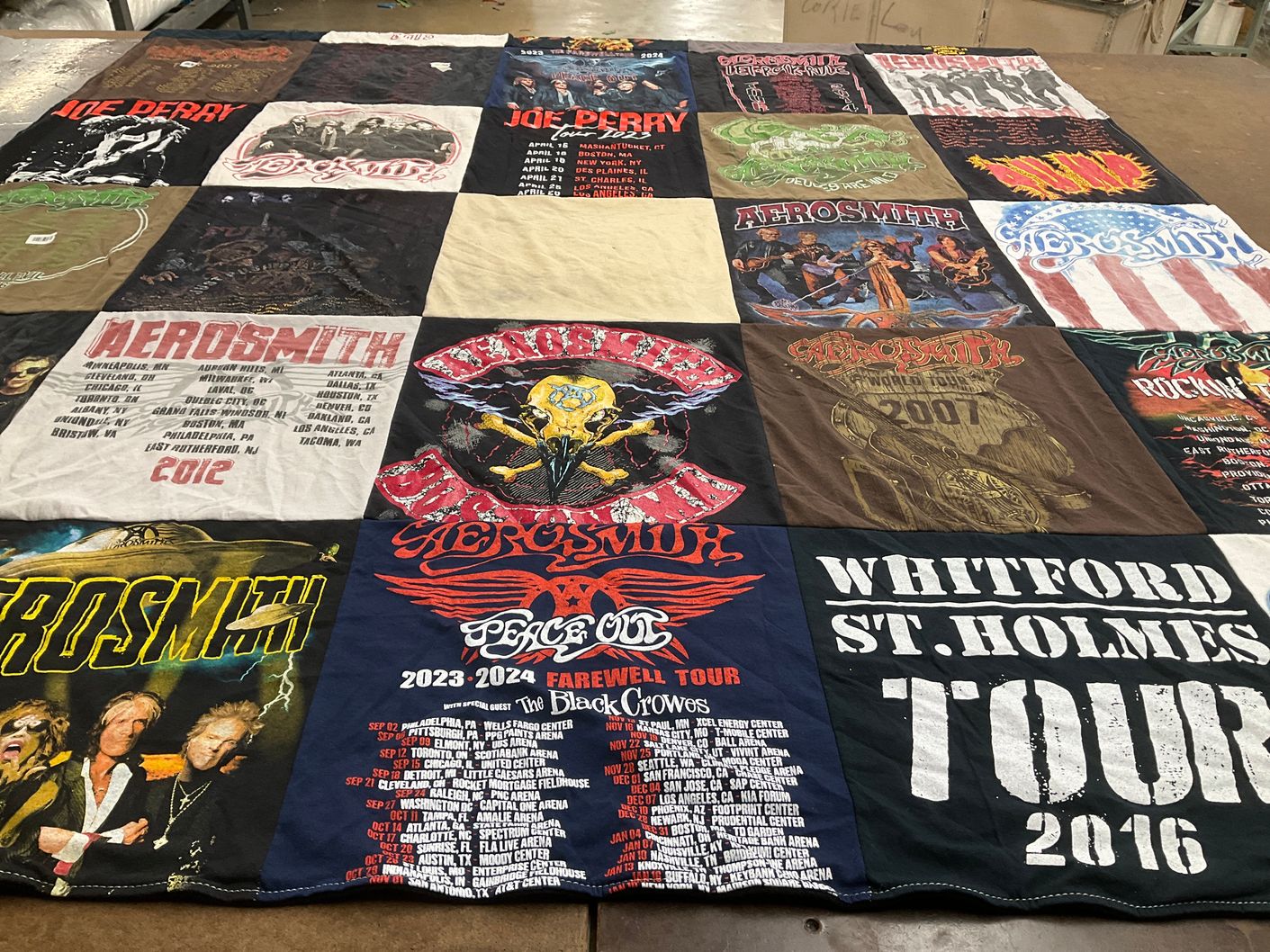 T-shirt quilt with music, rock themes by Chris from NY