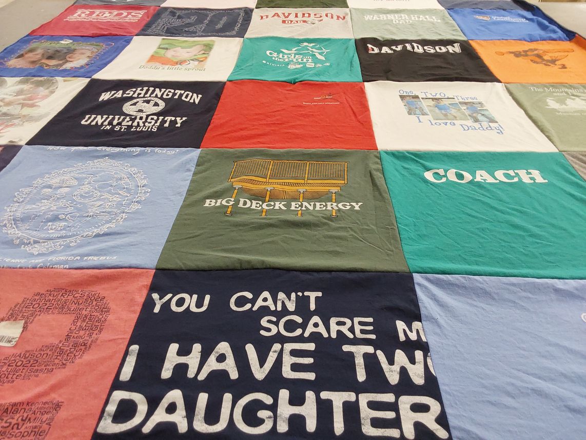 T-shirt quilt from washington university in st louis, davidson college by Rick from OH