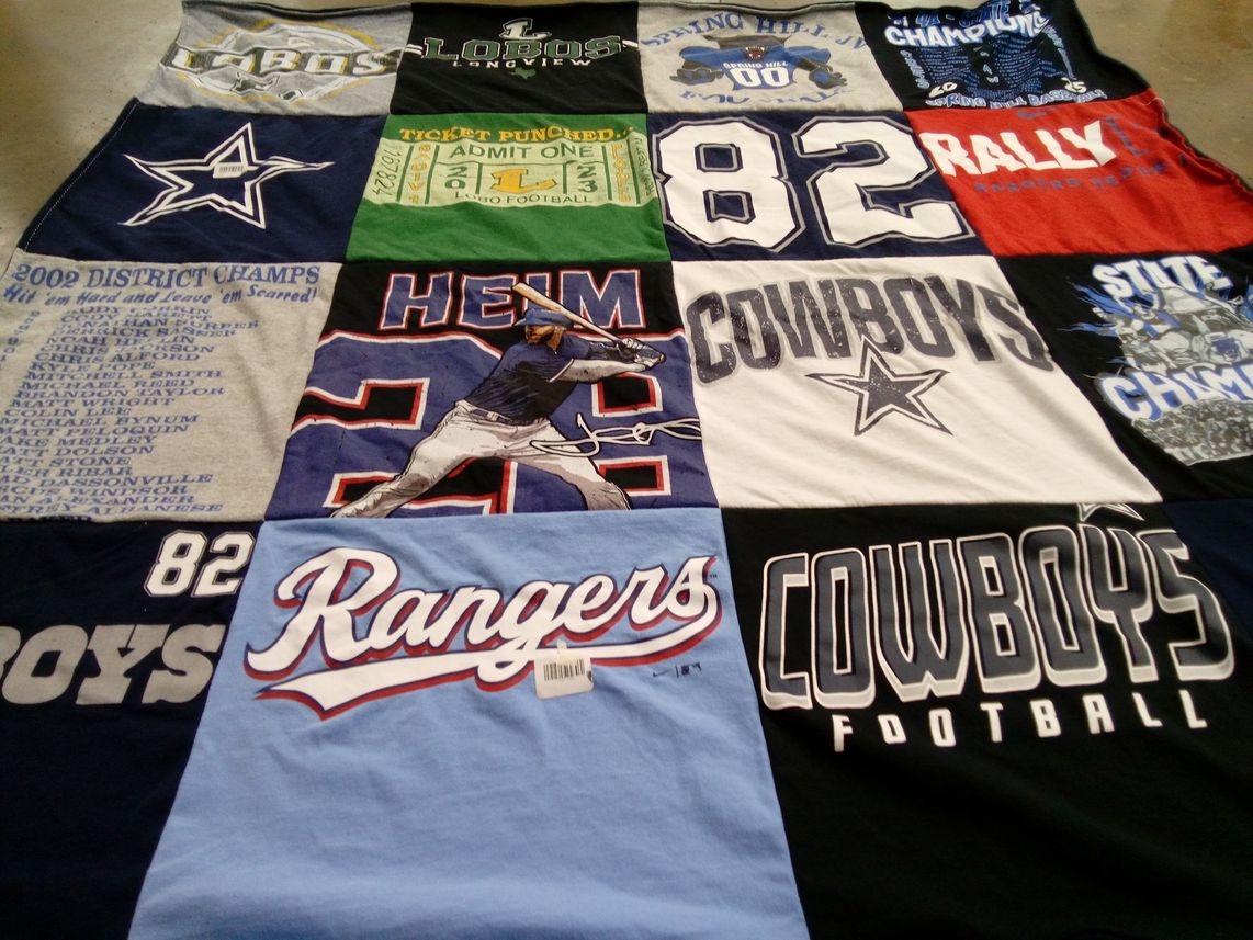 T-shirt quilt featuring los lunas high school lobos, dallas cowboys by Cynthia from TX