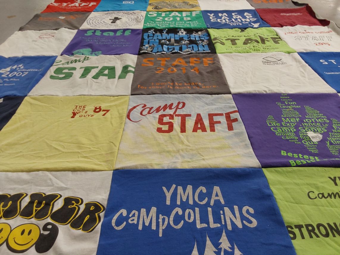 T-shirt quilt with camping, youth development themes by Willard from AR