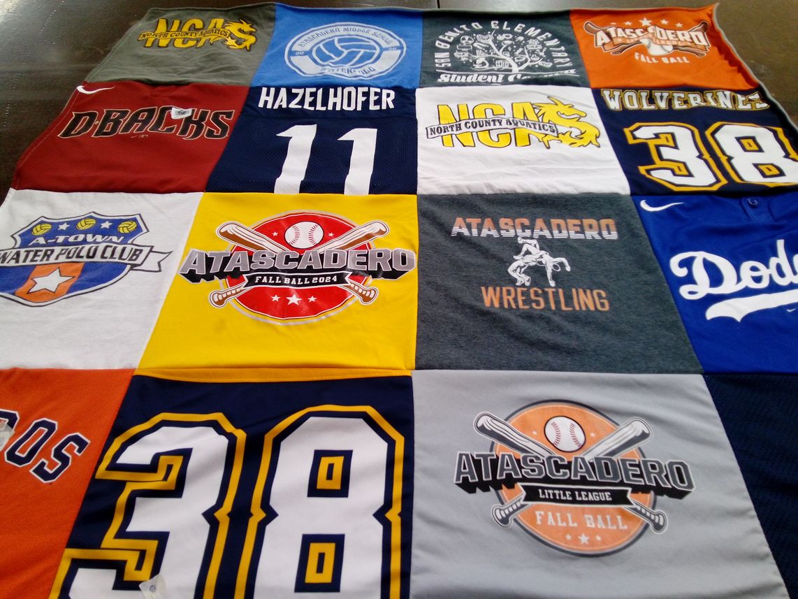 T-shirt quilt featuring atascadero baseball team by Chelsea from CA
