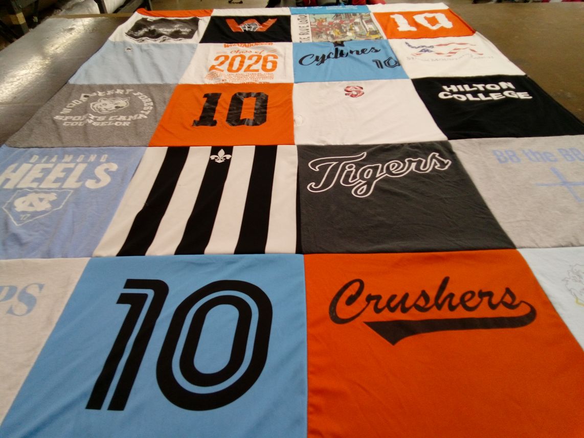 T-shirt quilt featuring cyclones, tar heels by Leigh from NC