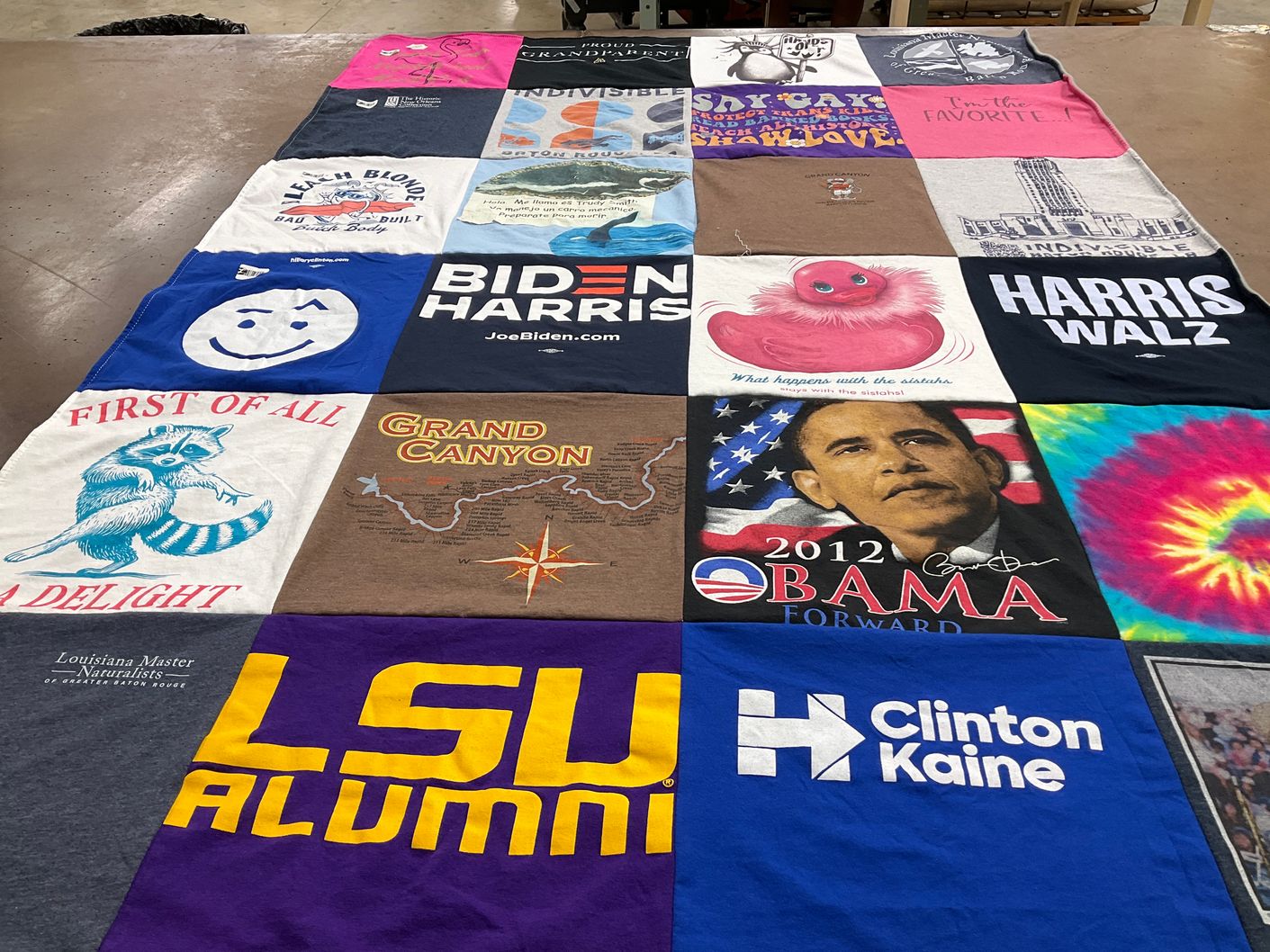 T-shirt quilt from louisiana state university by Trudy from LA
