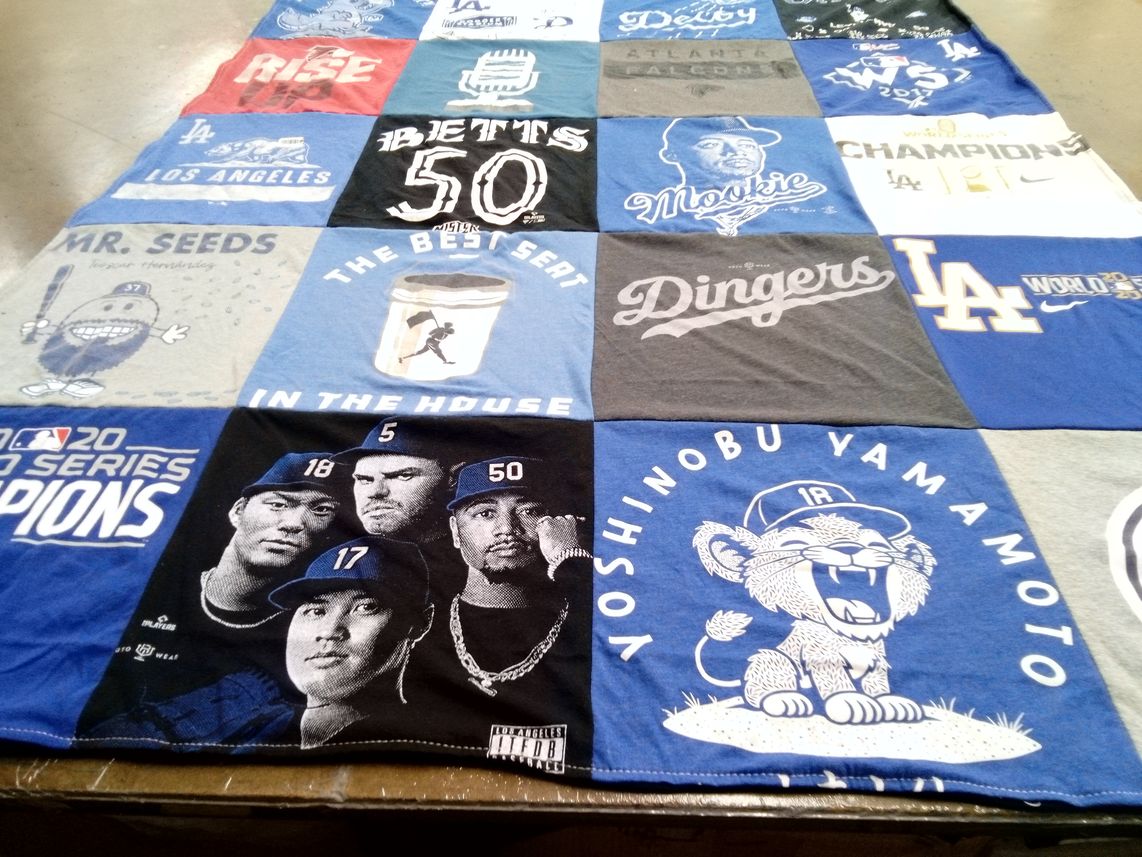 T-shirt quilt featuring los angeles dodgers by Sarah from CA
