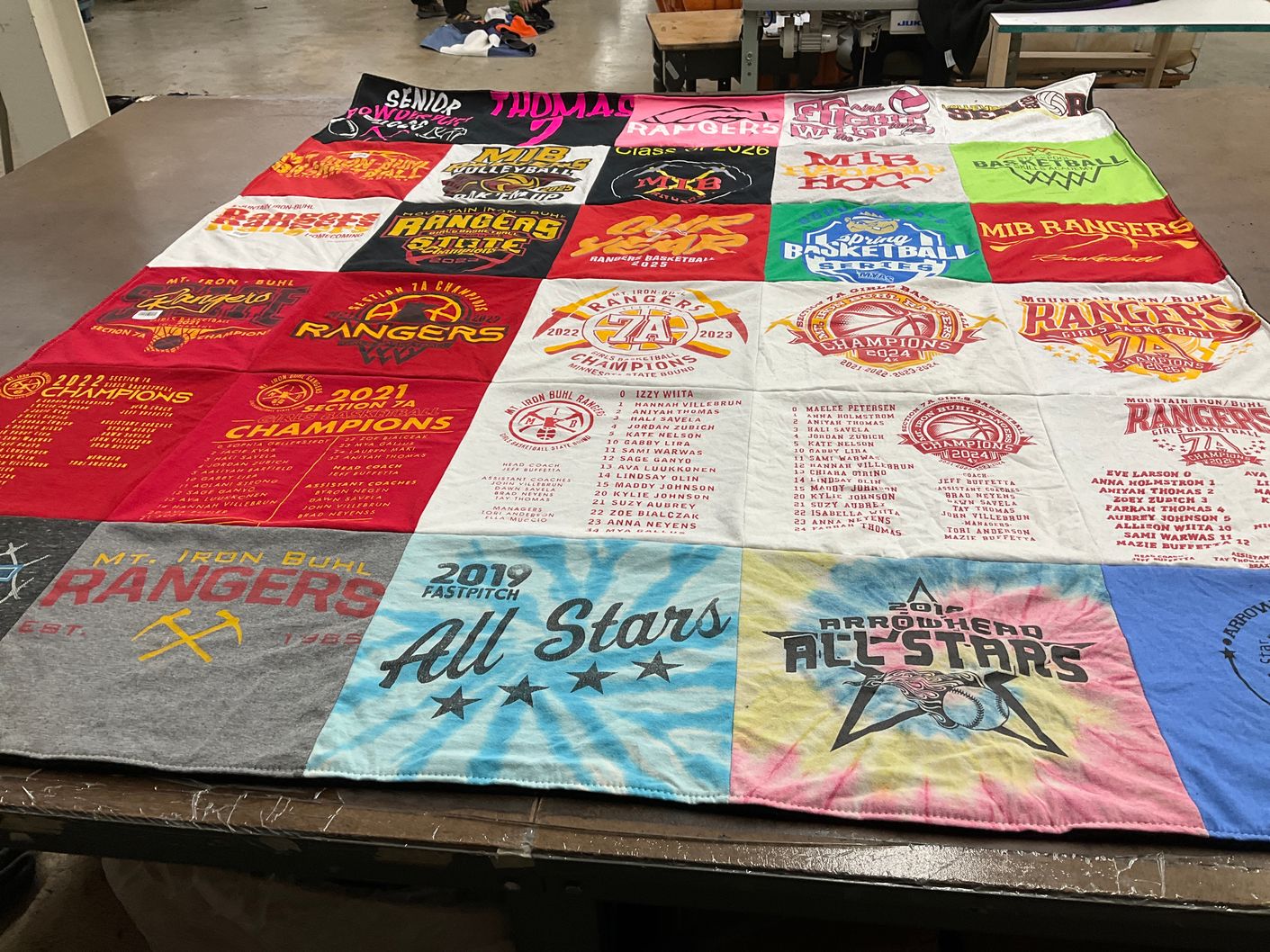 T-shirt quilt featuring mt. iron buhl rangers by jenna from MN