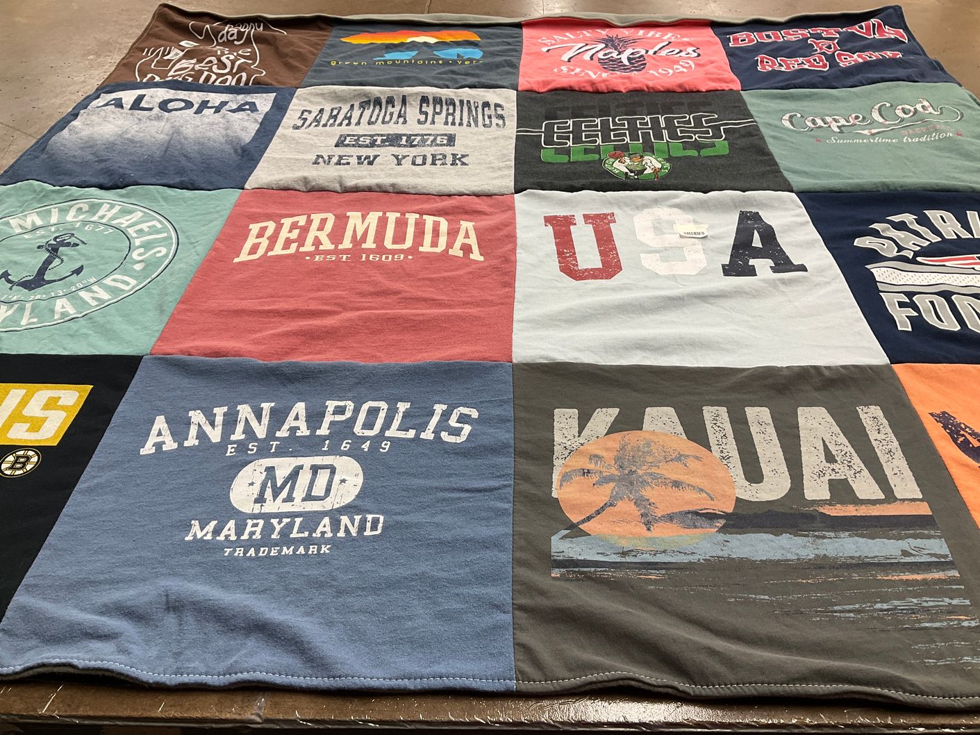 T-shirt quilt featuring boston celtics, new england patriots by Anne from MA