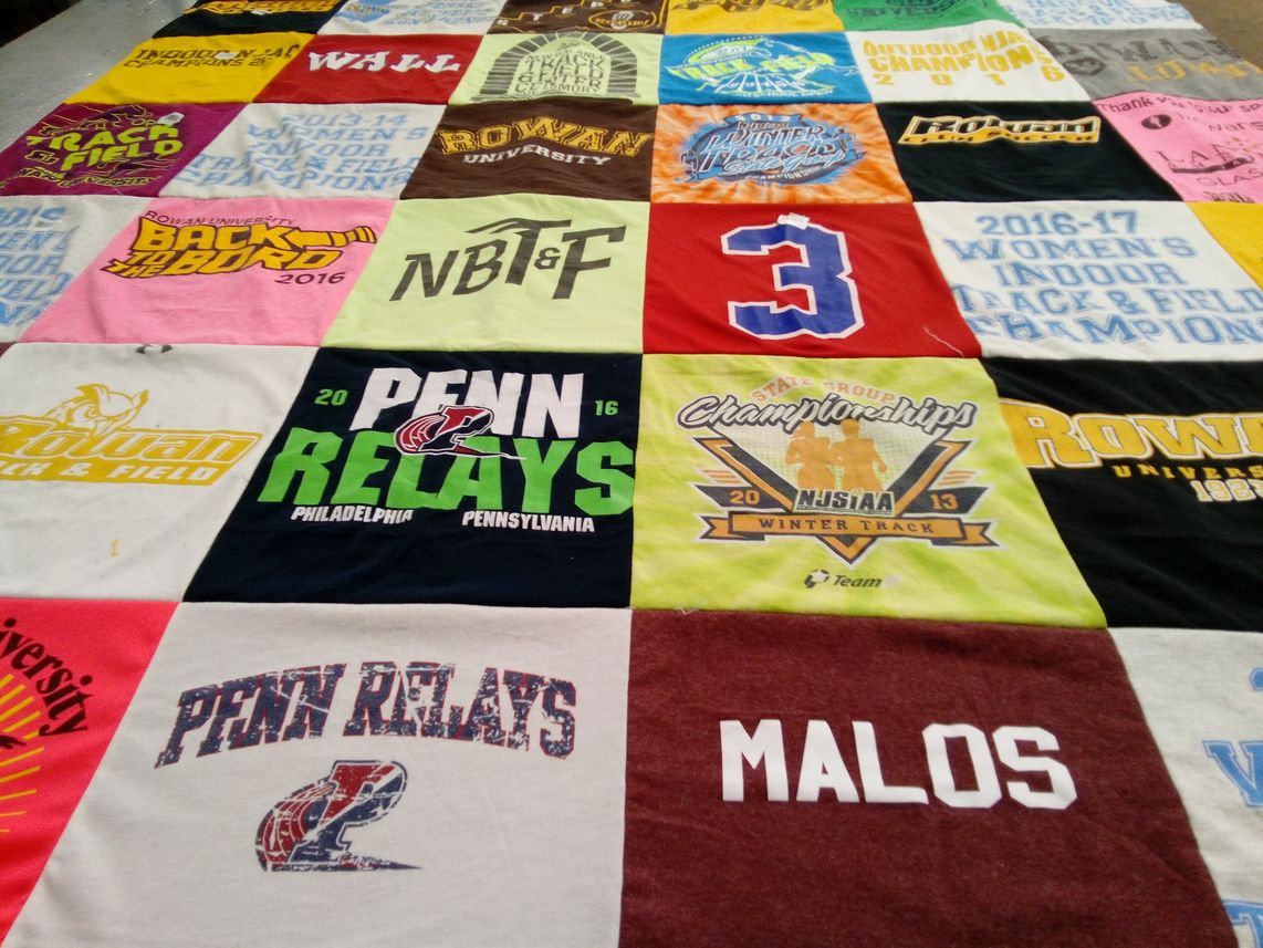 T-shirt quilt from rowan university by Rebecca from NJ
