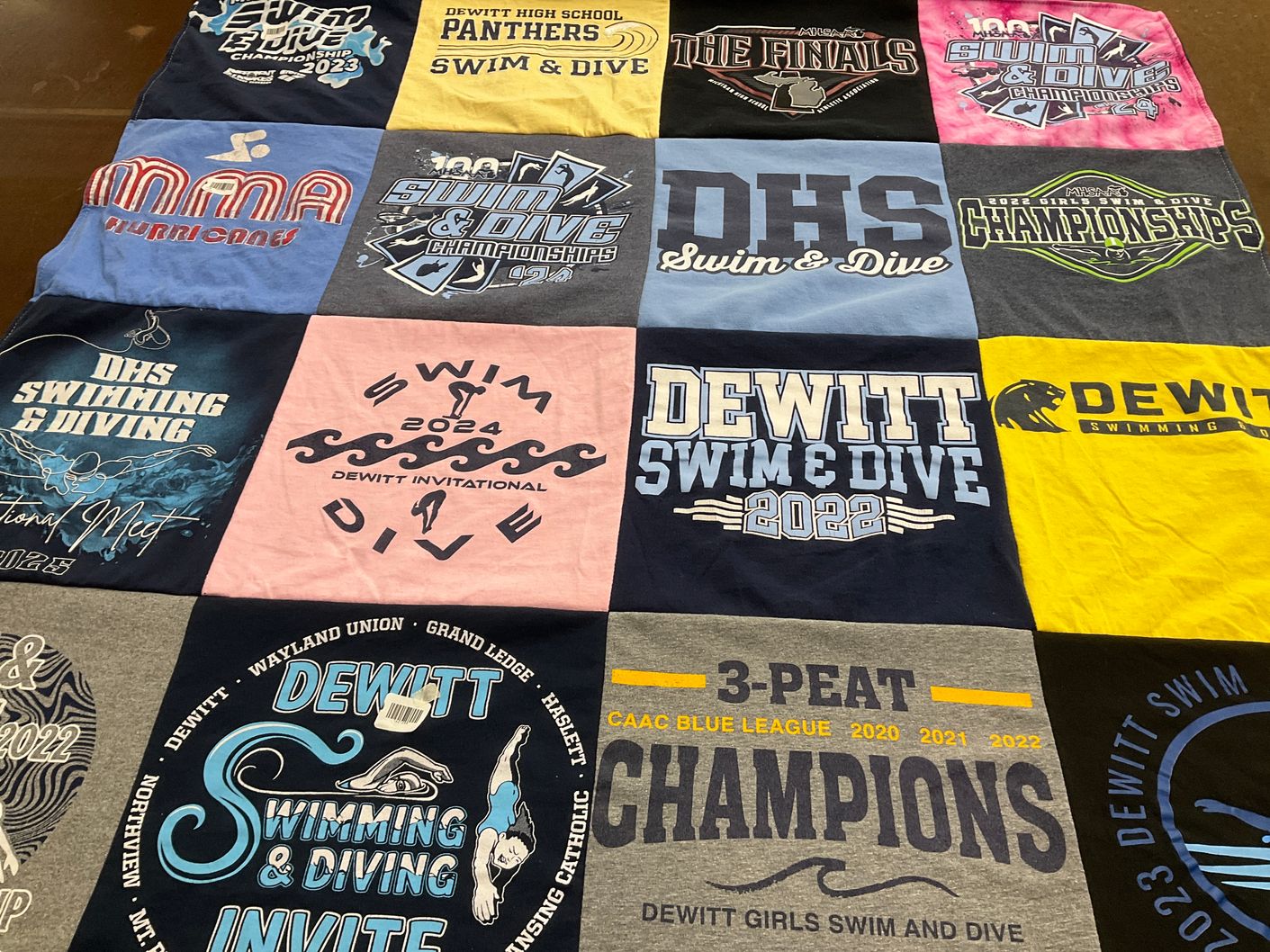 T-shirt quilt featuring dewitt girls swim and dive by Sarah from MI