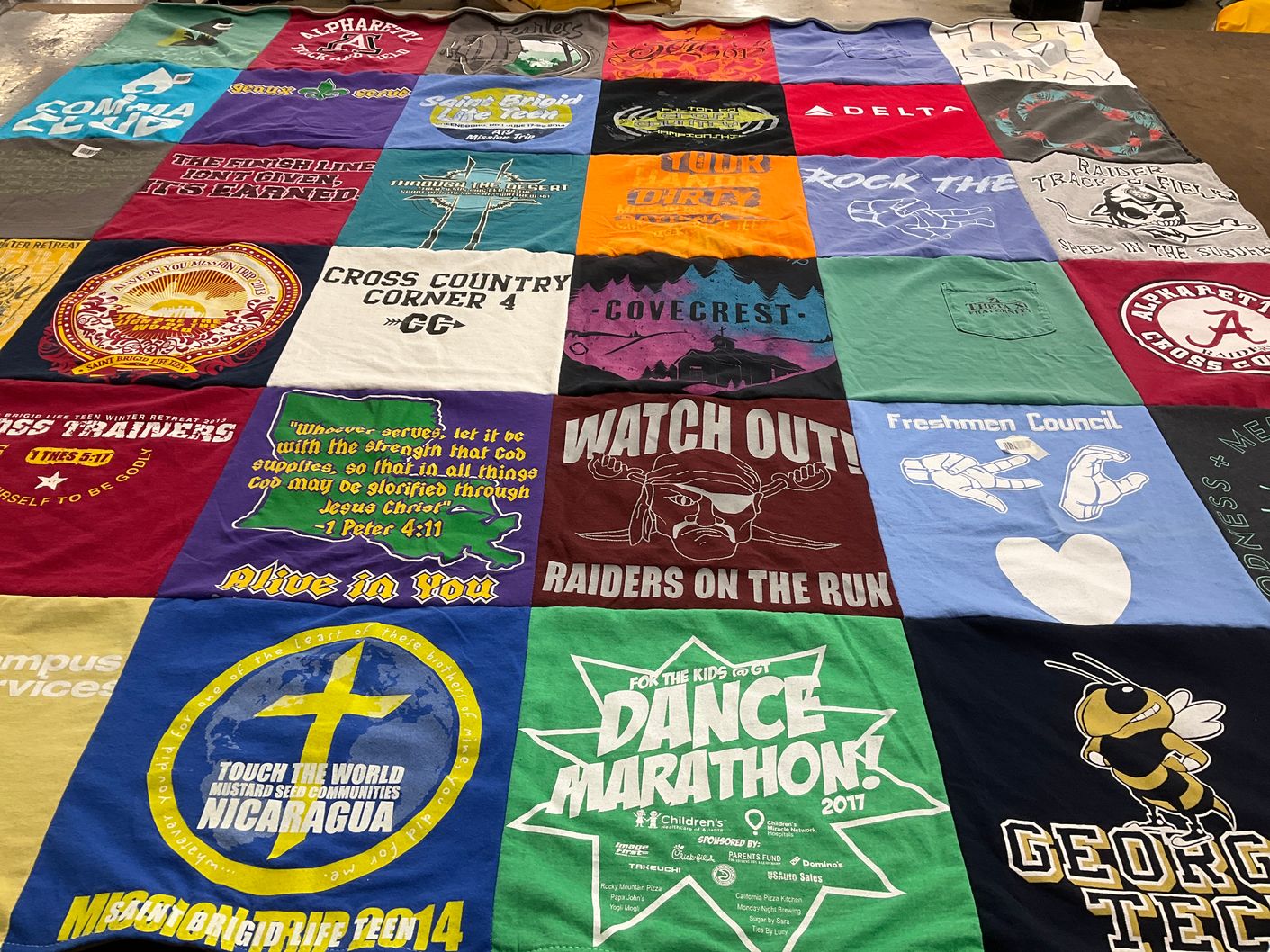 T-shirt quilt featuring georgia tech yellow jackets by Tracey from GA