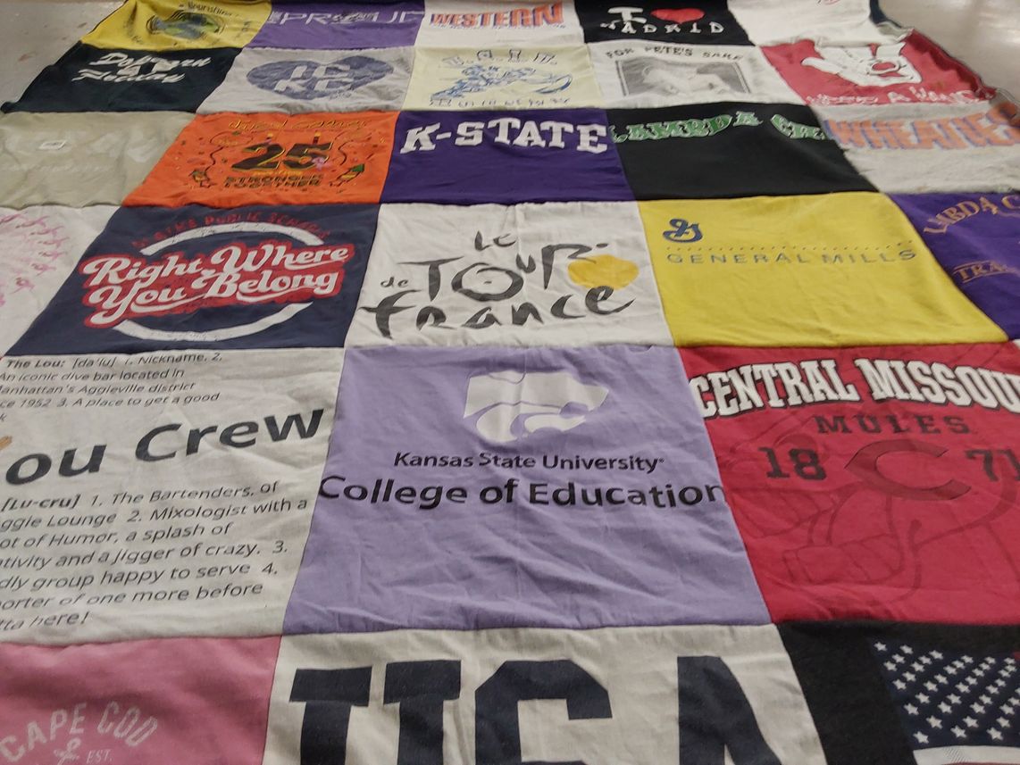 T-shirt quilt featuring central missouri university mules by Laurie from KS