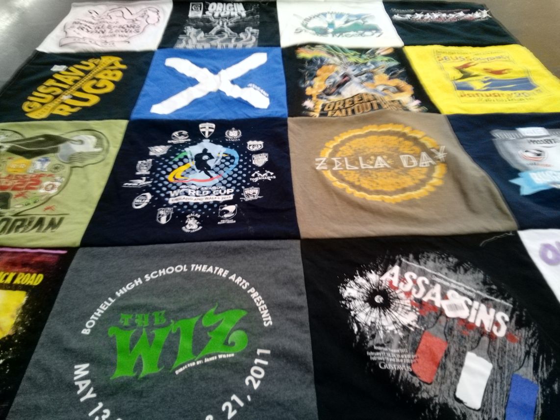 T-shirt quilt from gustavus adolphus college, bothell high school by Kaitlyn from WA