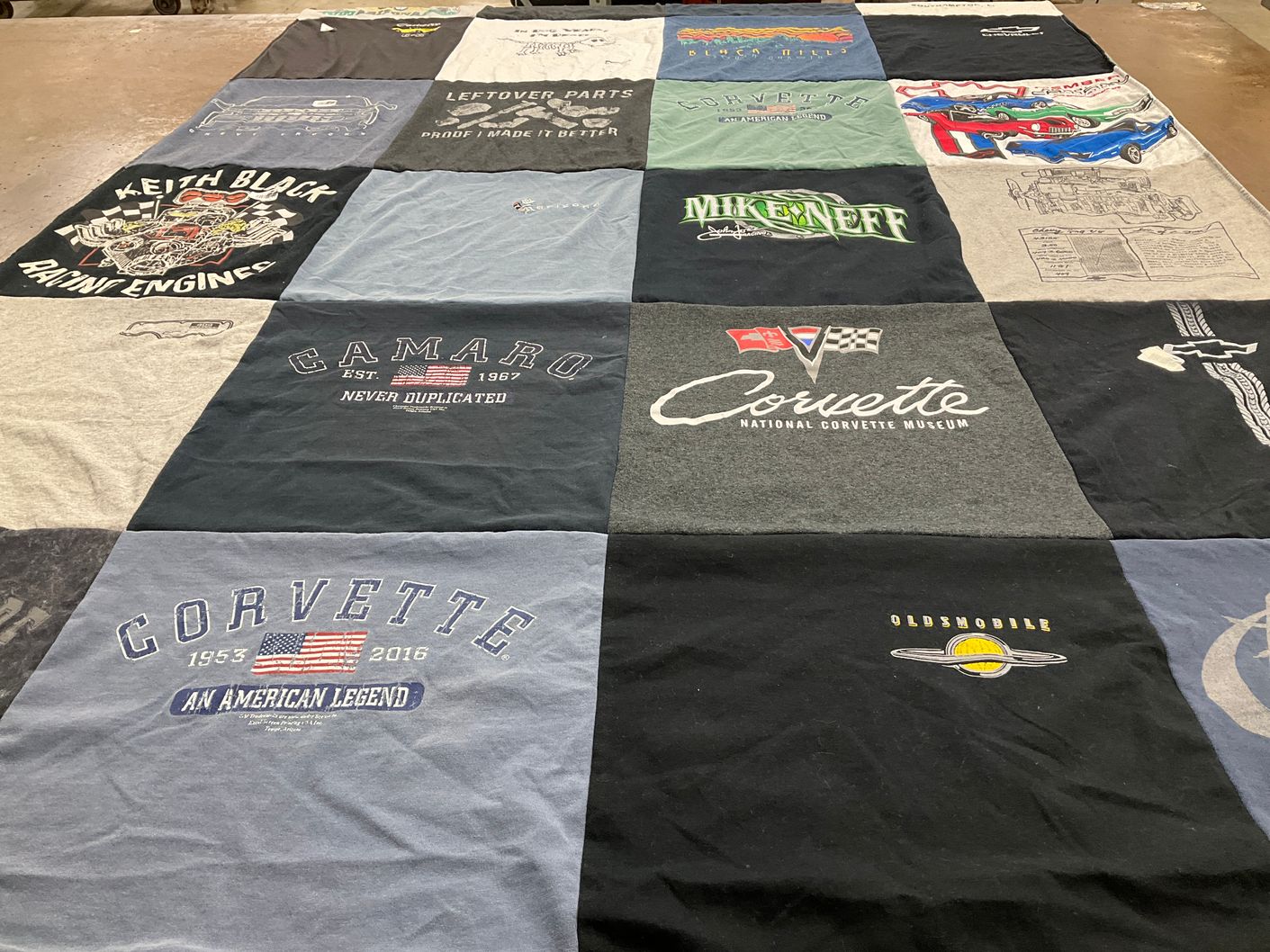 T-shirt quilt with cars, automobiles themes by LYN from NY